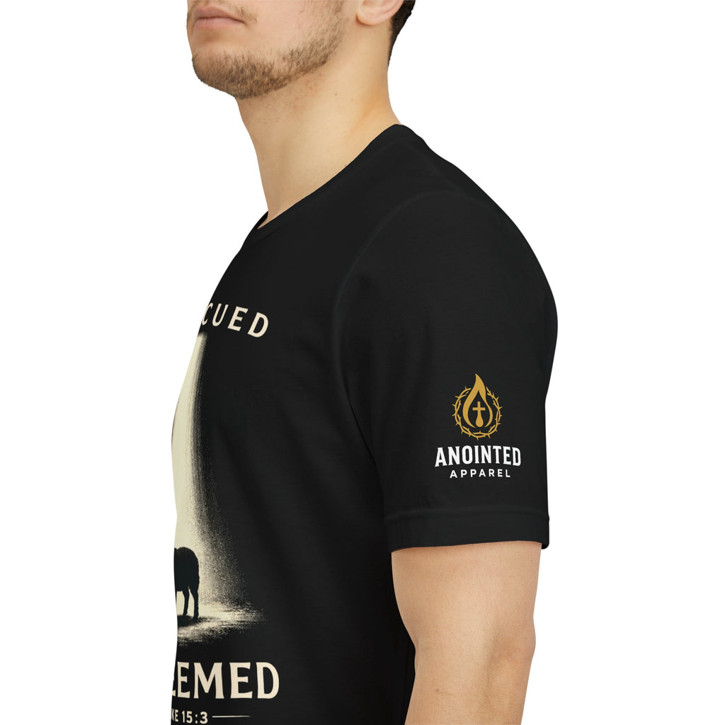 Luke 15:3 "Rescued and Redeemed" (Design on Front/Logo on Sleeve)