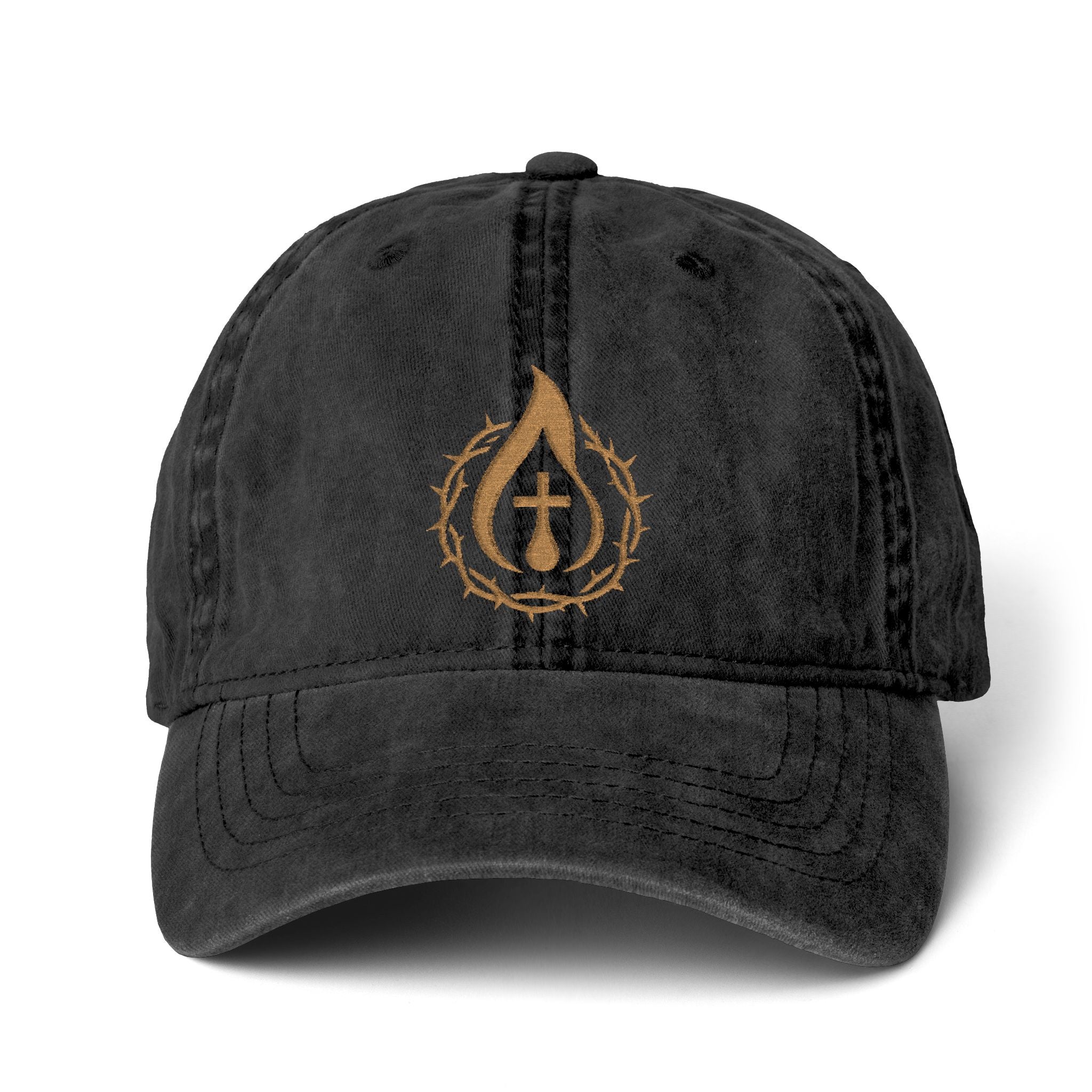 Women's "Anointed" Christian Cap (Gold Logo) (makeup-resistant w/ concealed ponytail opening)