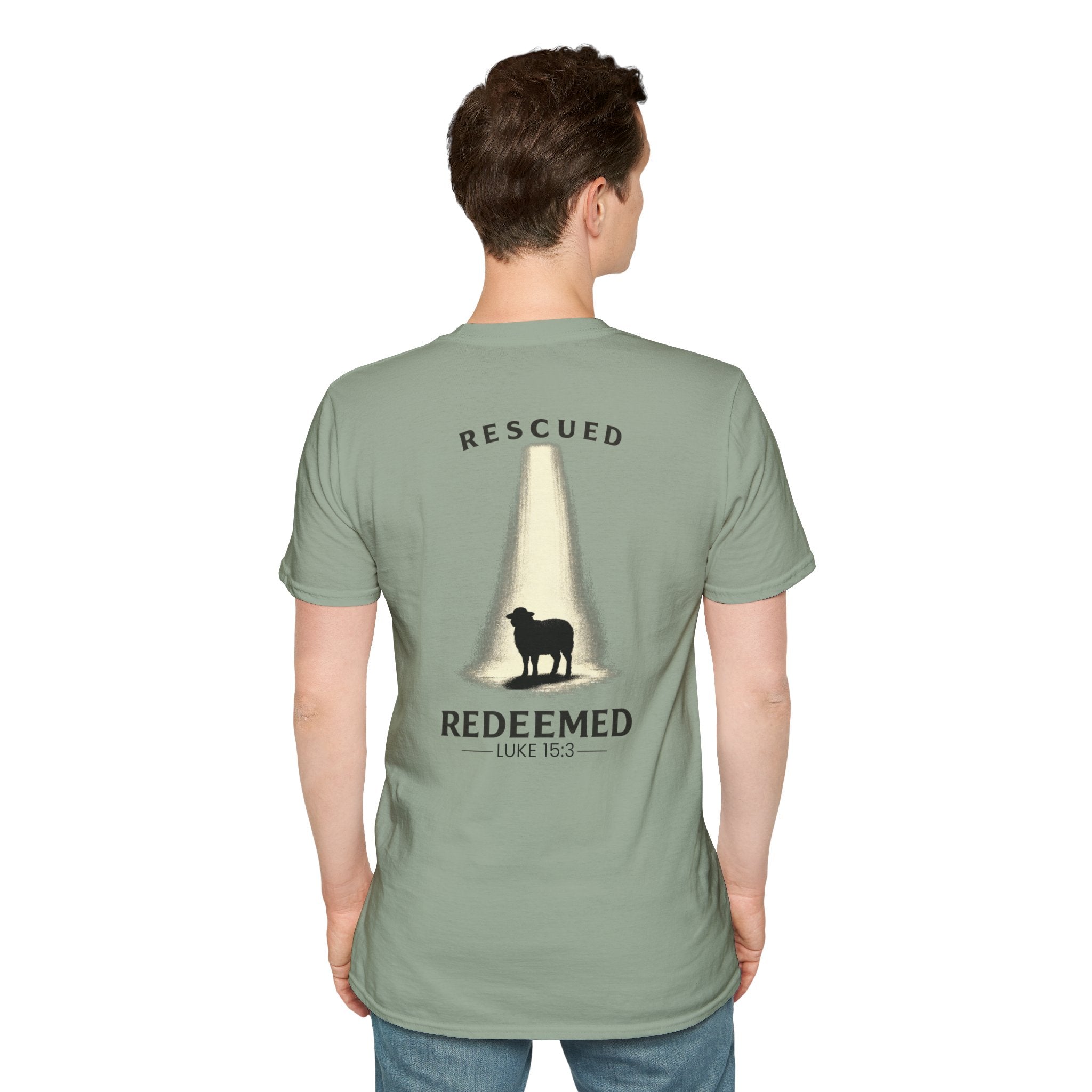 "Rescued and Redeemed" - Black Sheep Edition (Design on Back/Logo on Front)