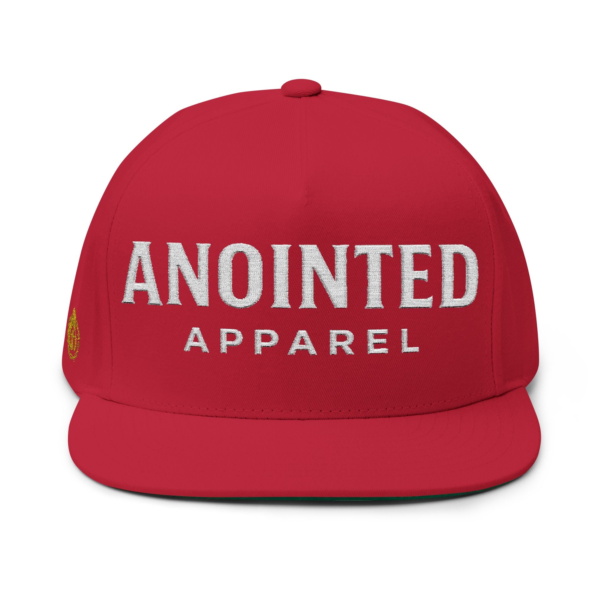 "Anointed" Flat Bill Snapback (White/No Outline) (Embroidered Front/Side)