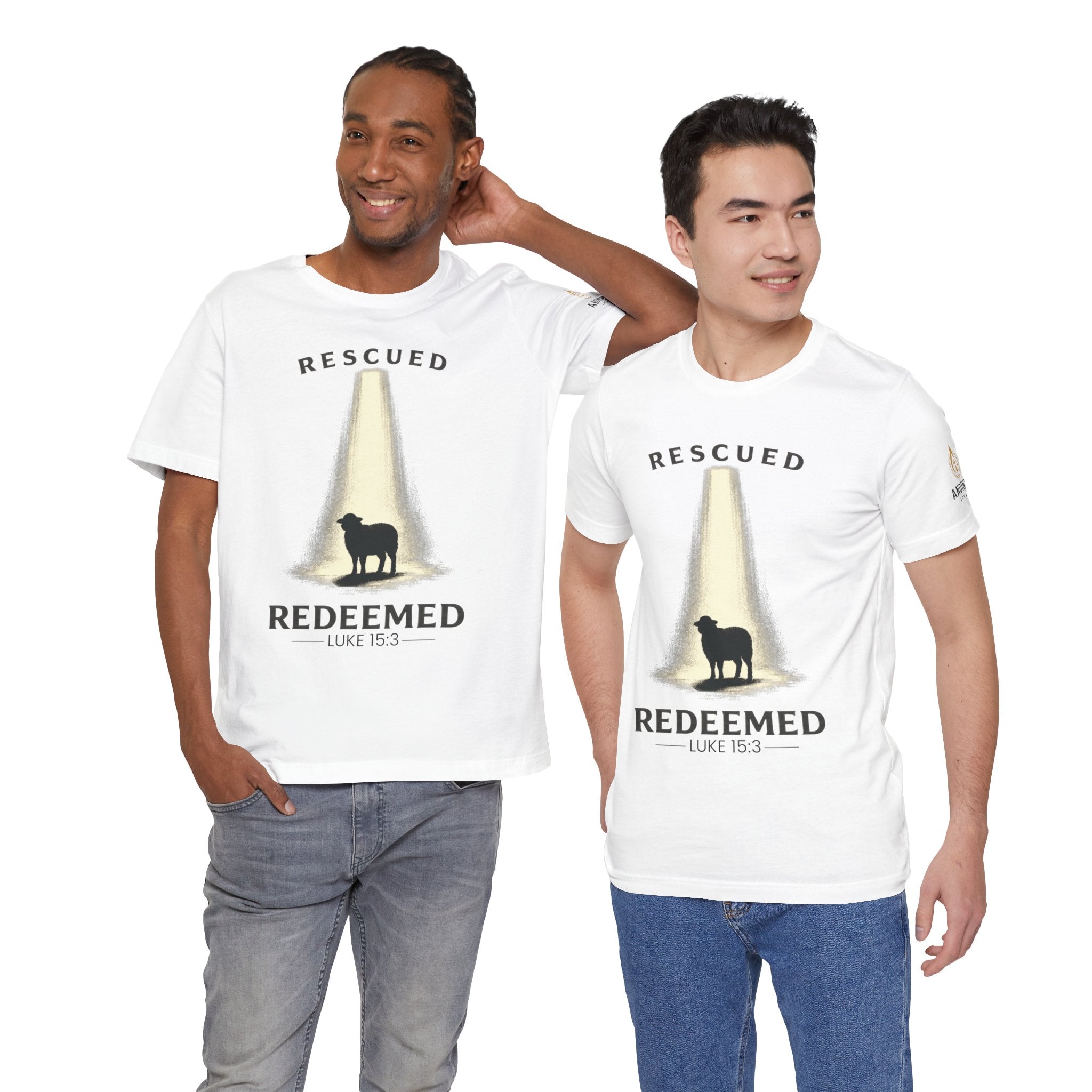 Luke 15:3 "Rescued and Redeemed" (Design on Front/Logo on Sleeve)