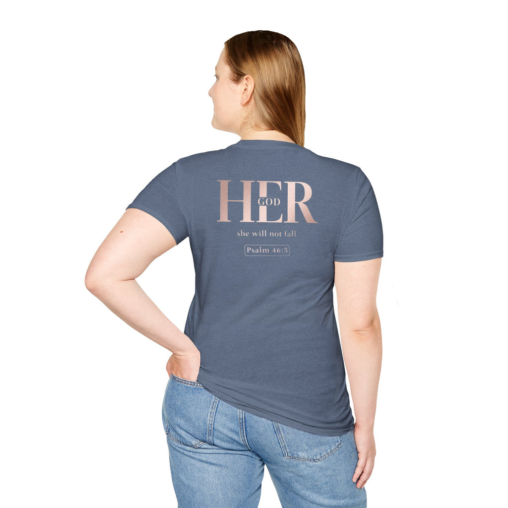 Psalm 46:5 - "God is Within Her" (Ladies) (Design on Back/Logo on Front)