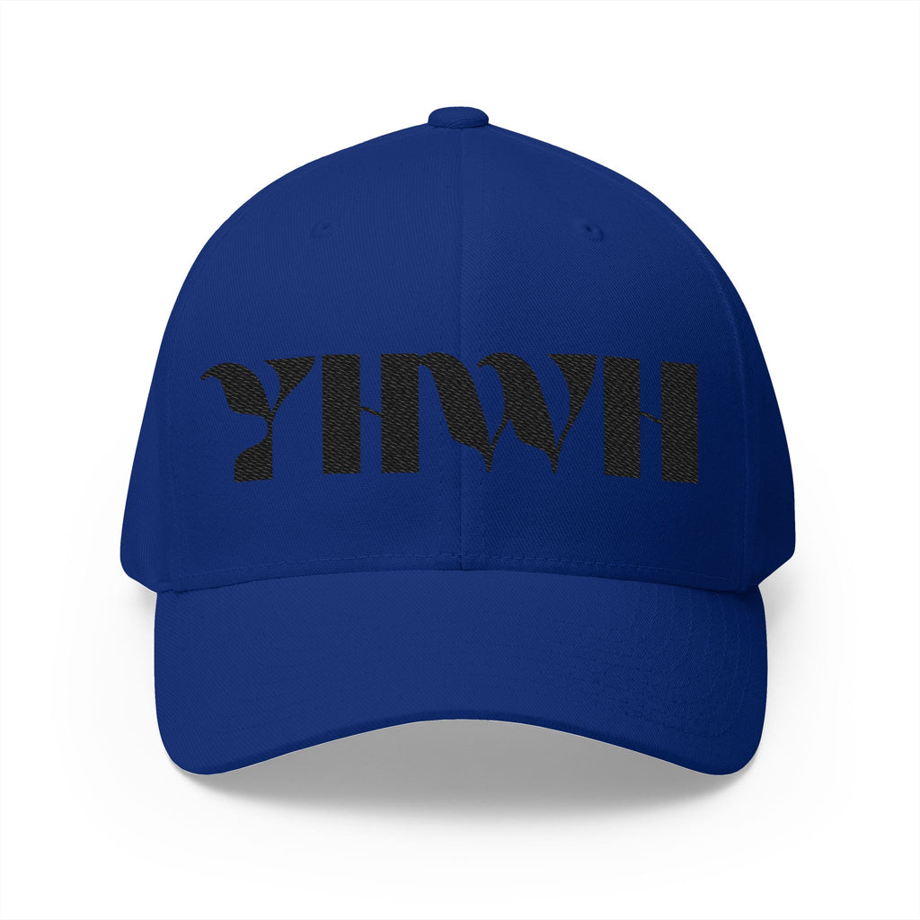 "YHWH" FlexFit Closed-Back (Black) (Embroidered Front/Back)