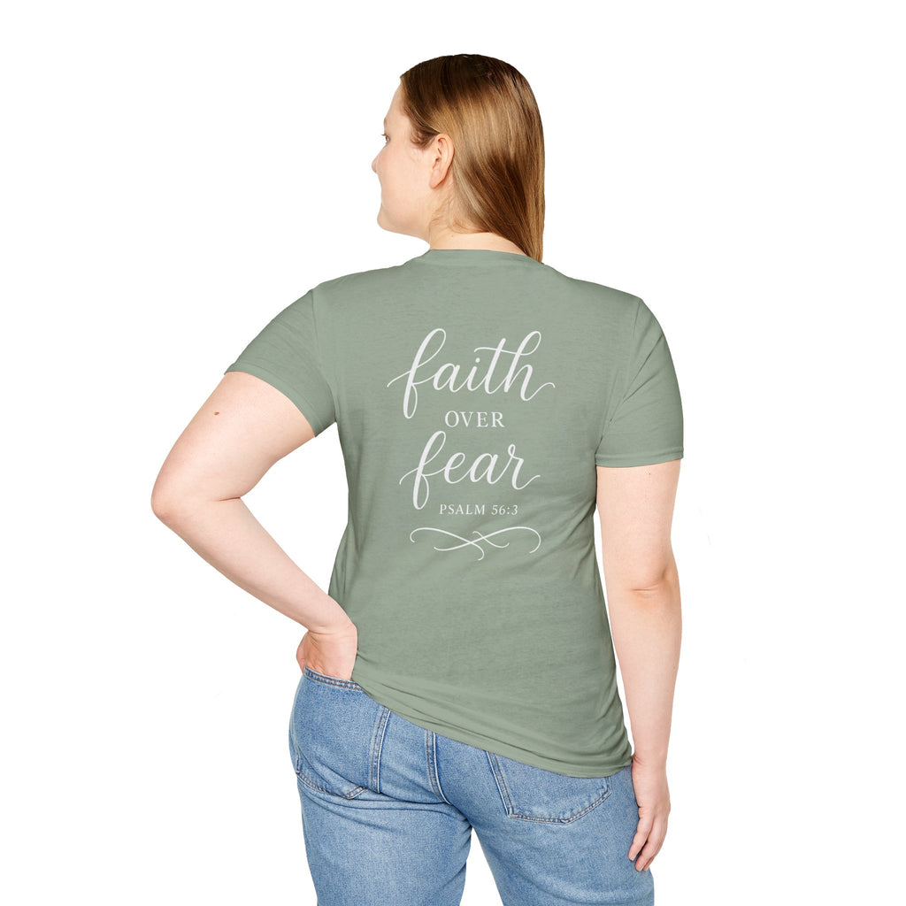 "Faith Over Fear" (Ladies) (Design on Back/Logo on Front)