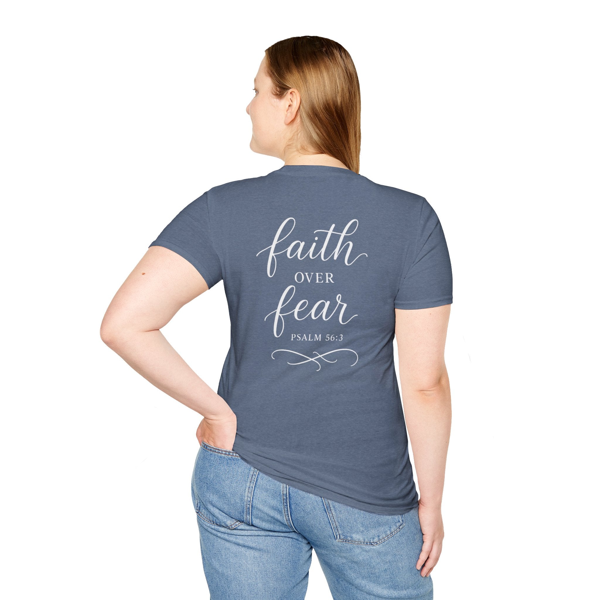 "Faith Over Fear" (Ladies) (Design on Back/Logo on Front)