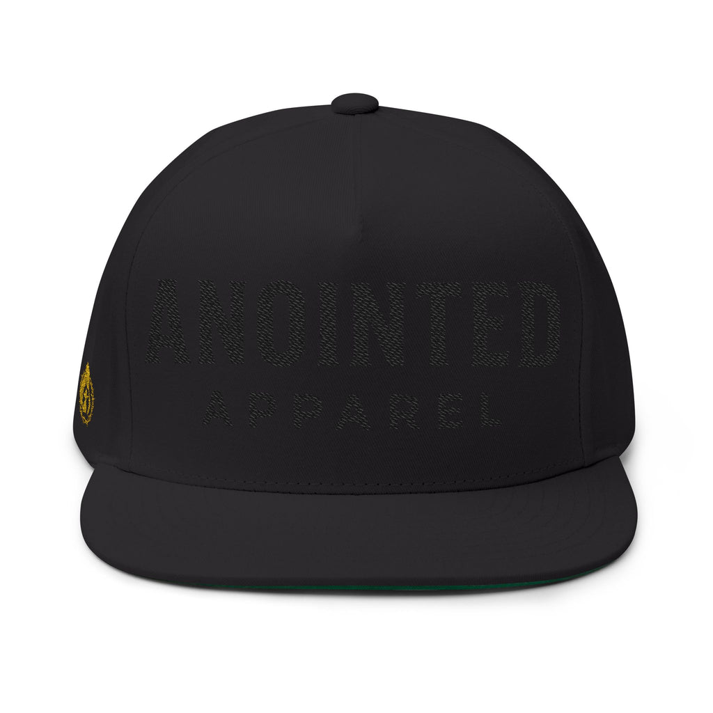 "Anointed" Flat Bill Snapback (Black) (Embroidered Front/Side)