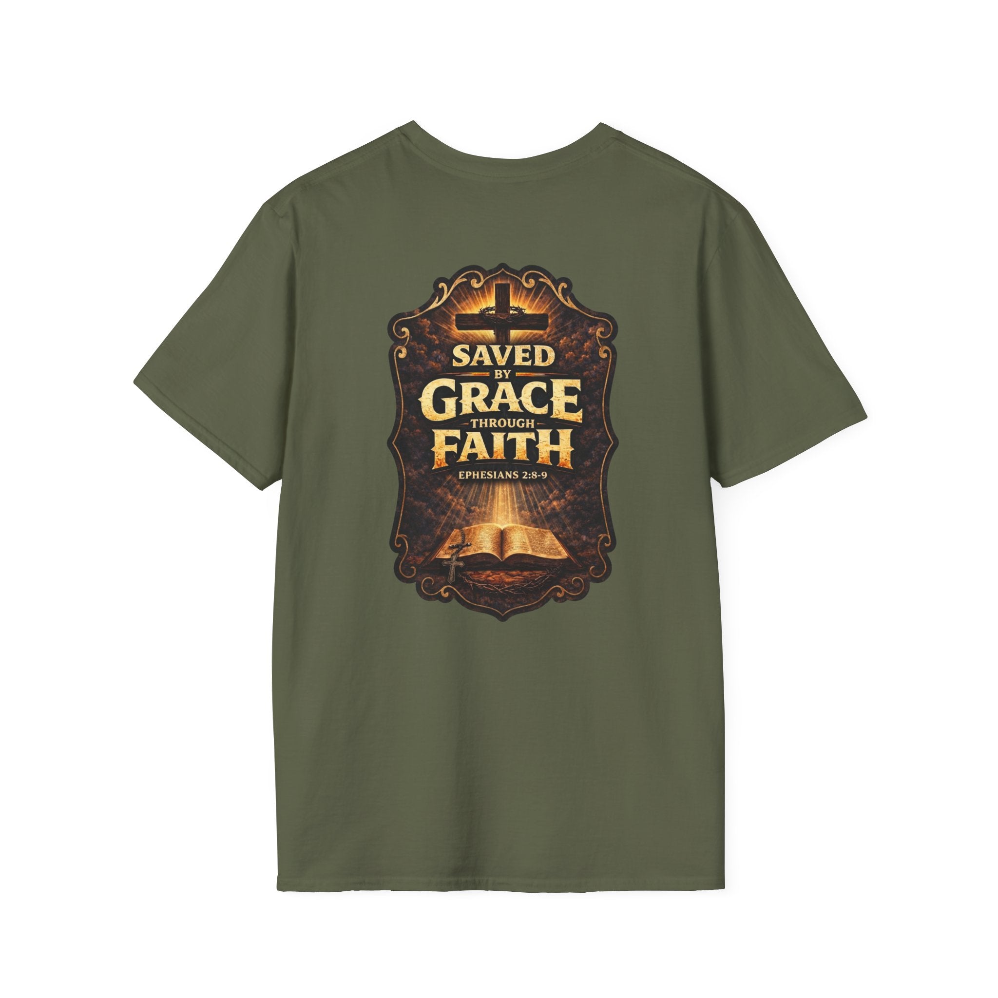 "Saved by Grace" (Design on Back/Logo on Front)