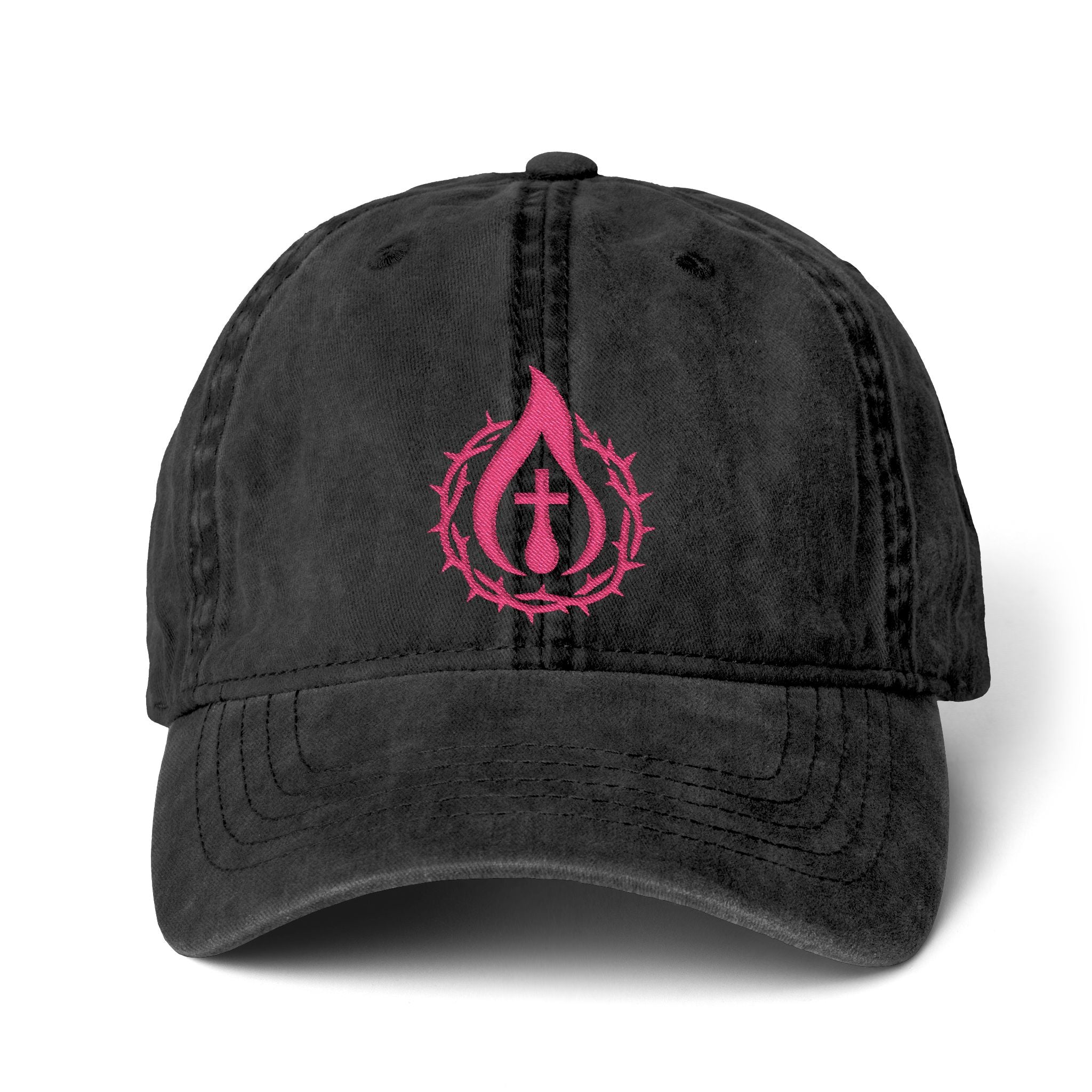 Women's "Anointed" Christian Cap (Pink Logo) (makeup-resistant w/ concealed ponytail opening)
