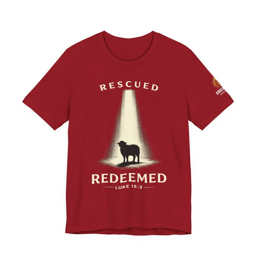 Luke 15:3 "Rescued and Redeemed" (Design on Front/Logo on Sleeve)