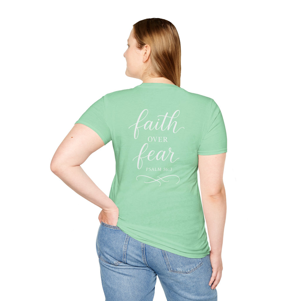 "Faith Over Fear" (Ladies) (Design on Back/Logo on Front)
