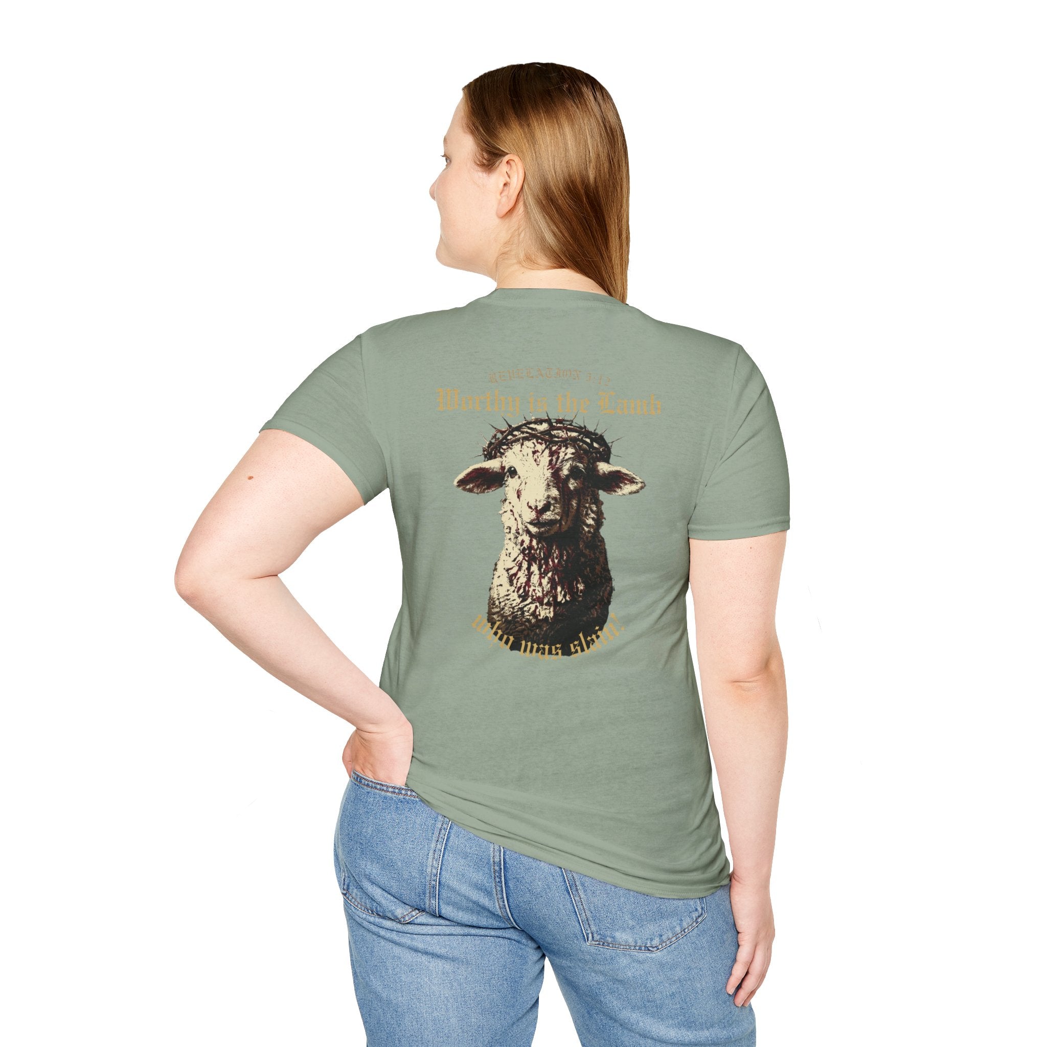 Revelation 5:12 - "Worthy is the Lamb" (Design on Back/Logo on Front)