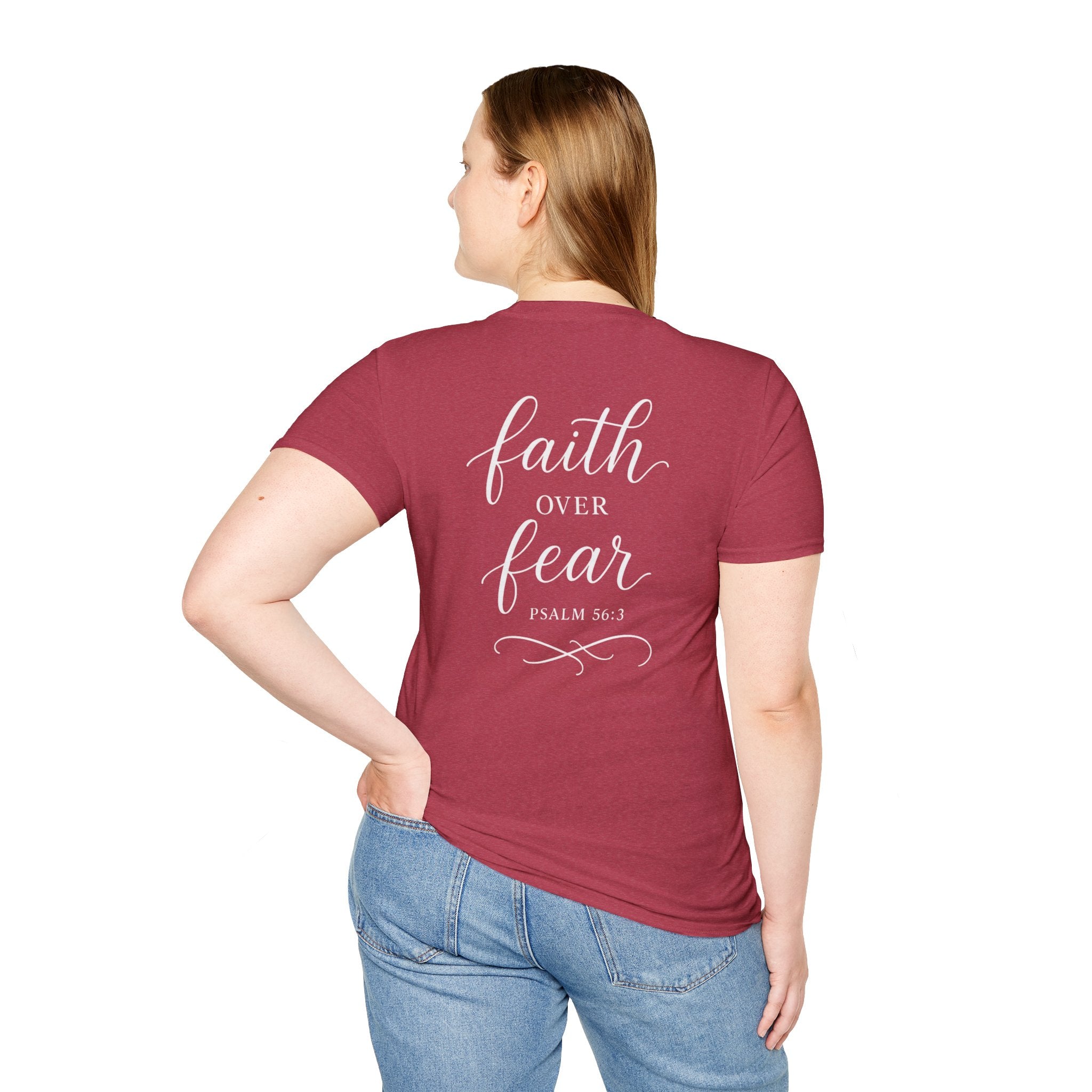 "Faith Over Fear" (Ladies) (Design on Back/Logo on Front)