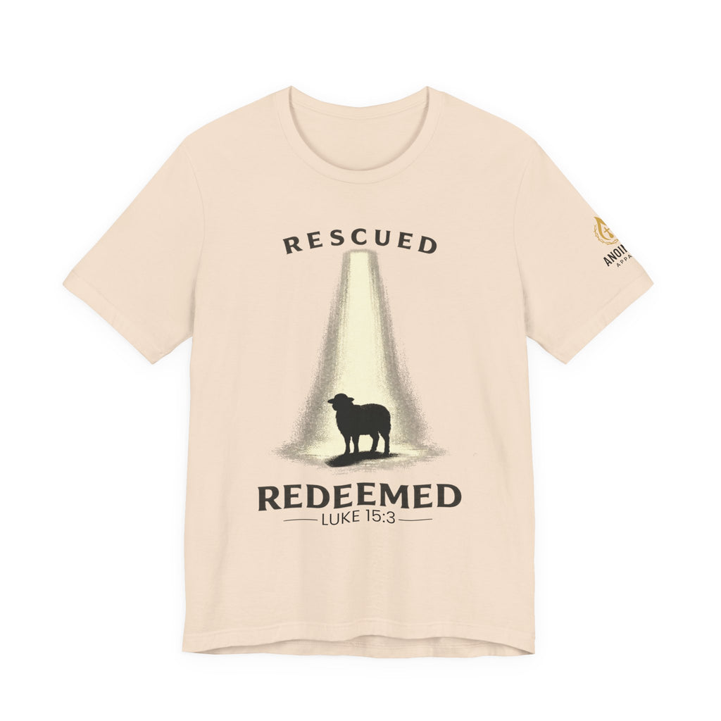 Luke 15:3 "Rescued and Redeemed" (Design on Front/Logo on Sleeve)