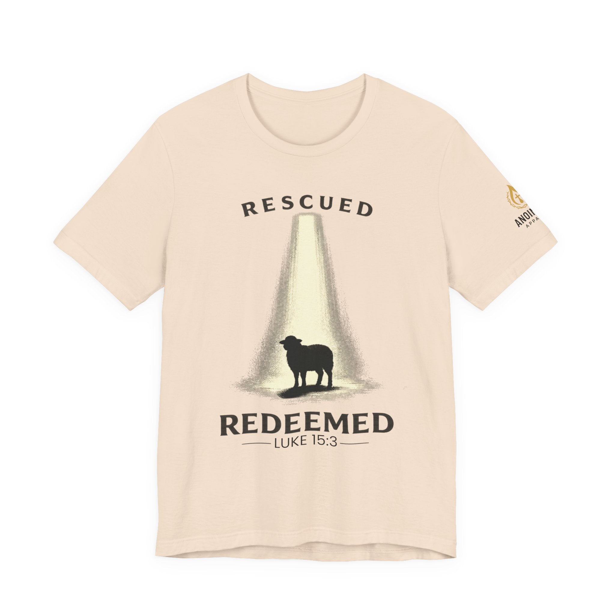 Luke 15:3 "Rescued and Redeemed" (Design on Front/Logo on Sleeve)