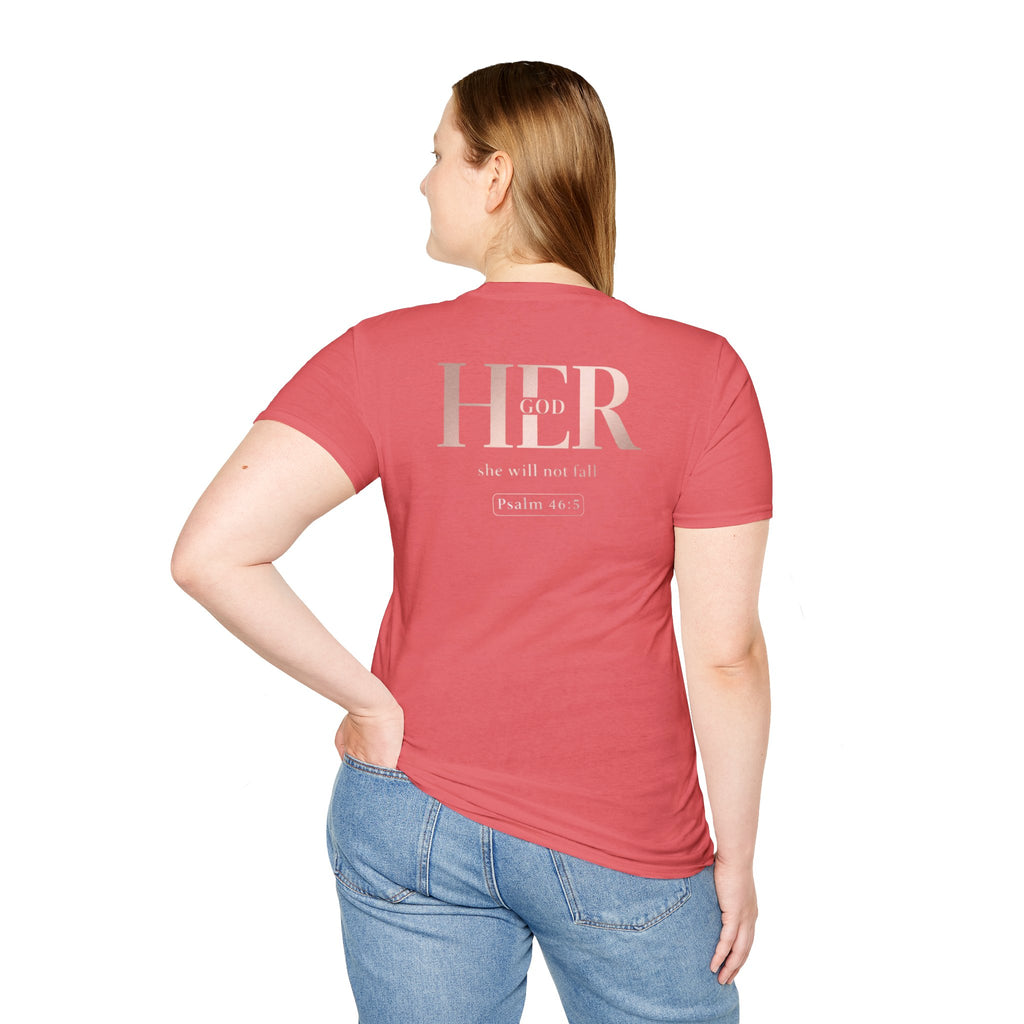 Psalm 46:5 - "God is Within Her" (Ladies) (Design on Back/Logo on Front)