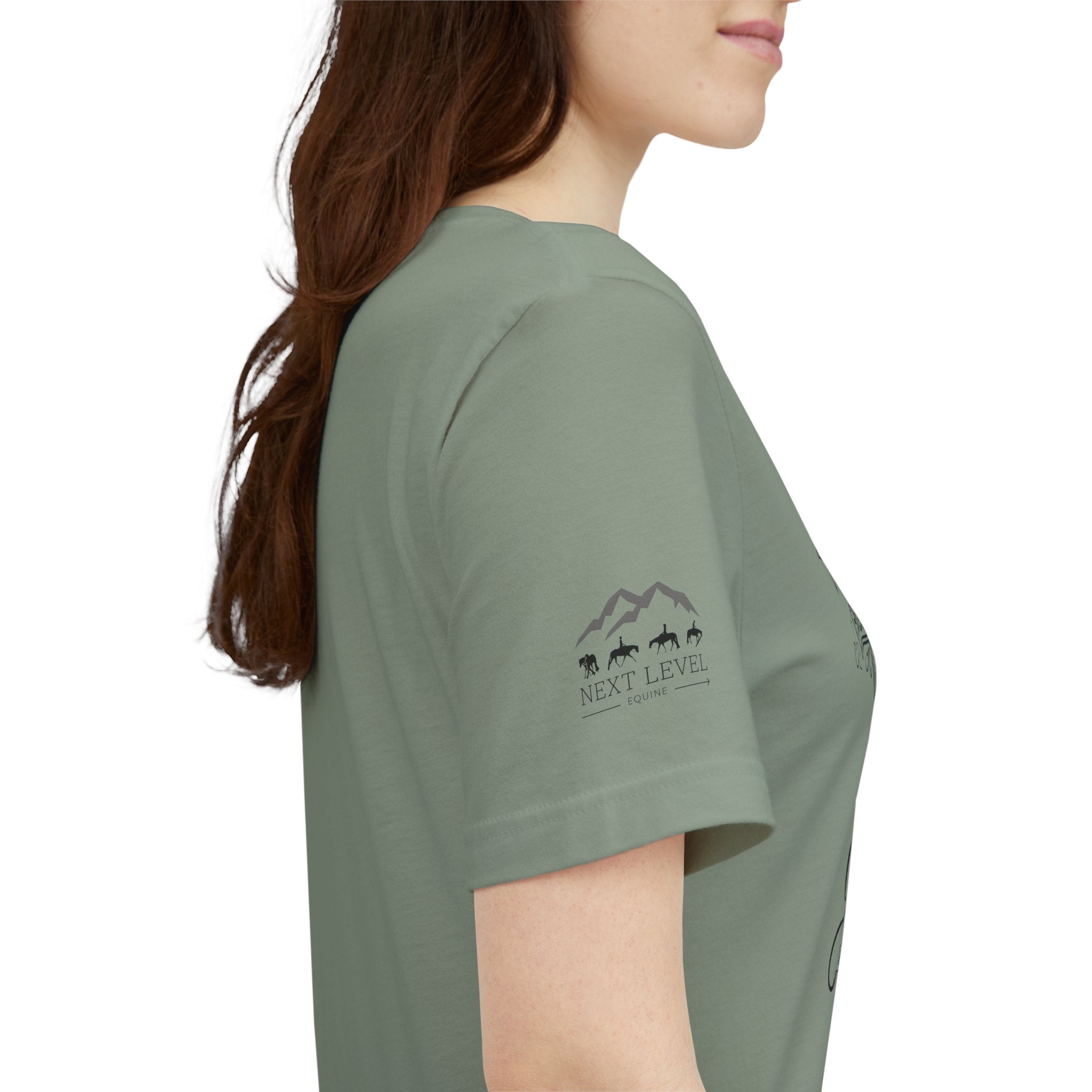 (NLE EDITION) Romans 8:14 - "I Ride With Jesus" (Ladies) (Design on Front/Logo on Sleeve)
