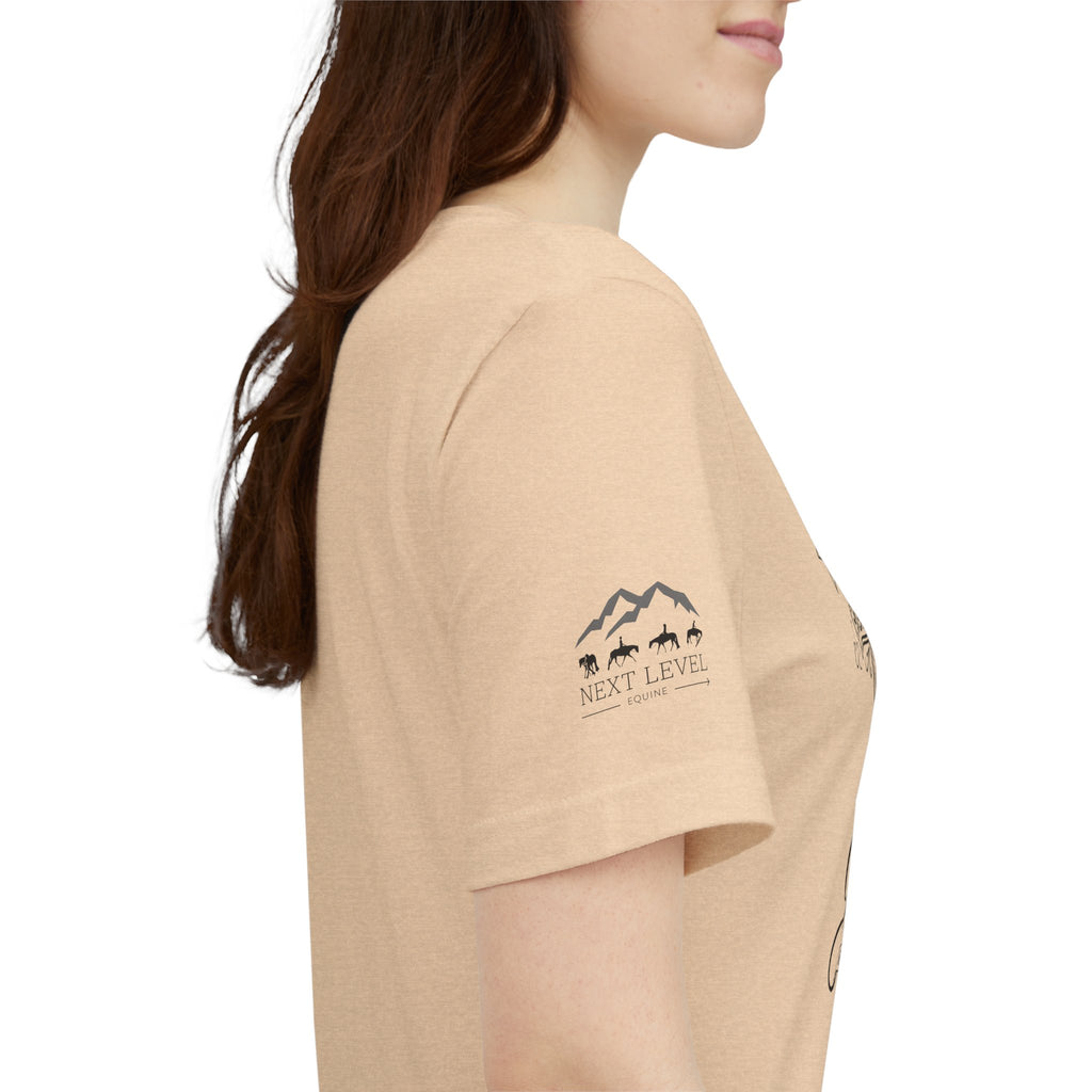 (NLE EDITION) Romans 8:14 - "I Ride With Jesus" (Ladies) (Design on Front/Logo on Sleeve)