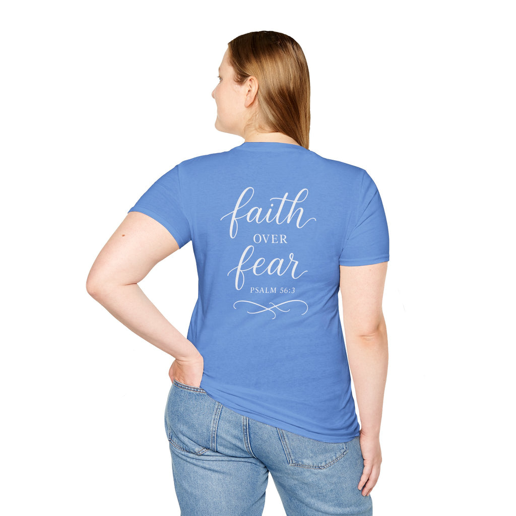 "Faith Over Fear" (Ladies) (Design on Back/Logo on Front)