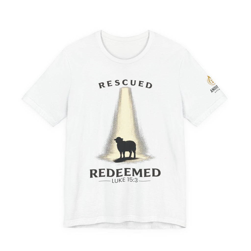 Luke 15:3 "Rescued and Redeemed" (Design on Front/Logo on Sleeve)