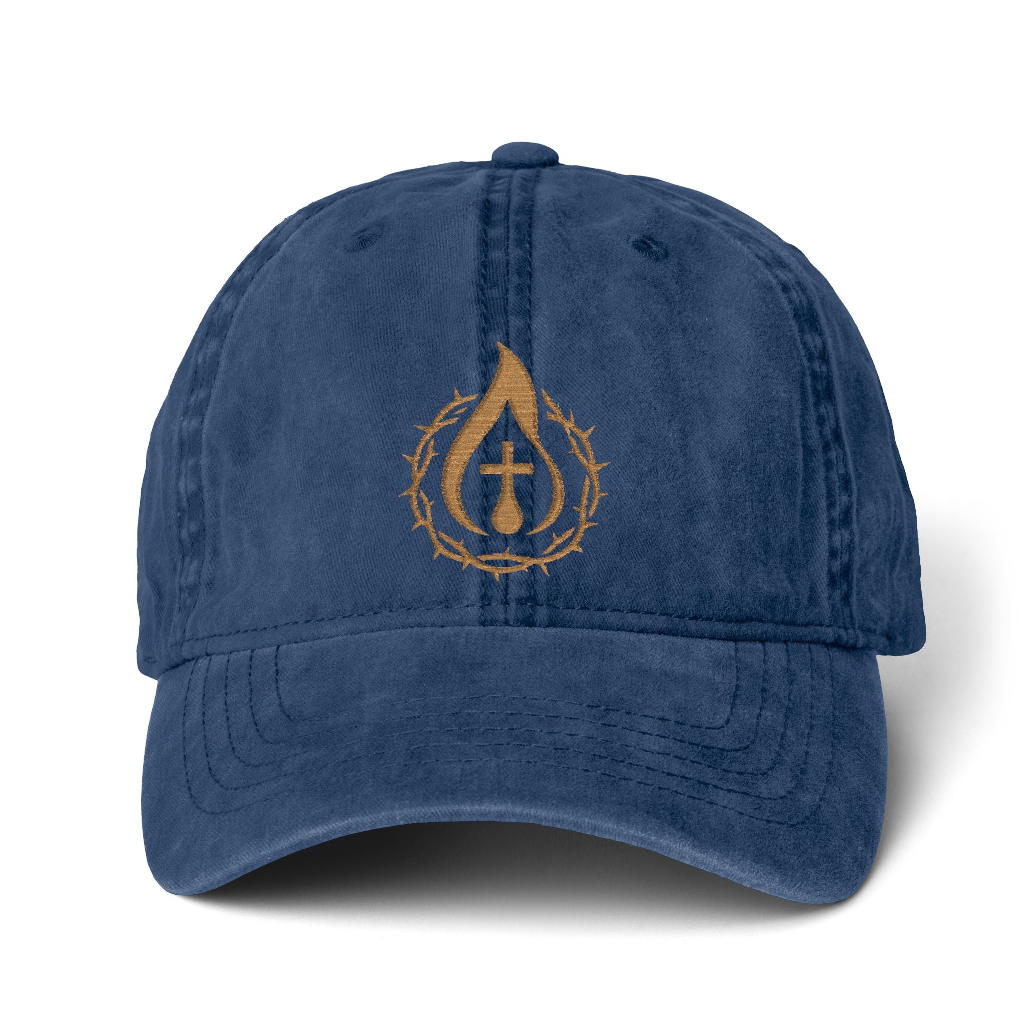 Women's "Anointed" Christian Cap (Gold Logo) (makeup-resistant w/ concealed ponytail opening)