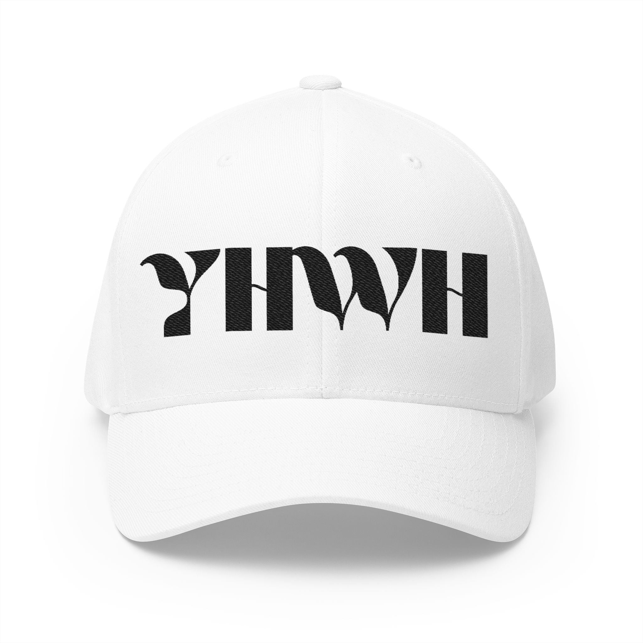 "YHWH" FlexFit Closed-Back (Black) (Embroidered Front/Back)
