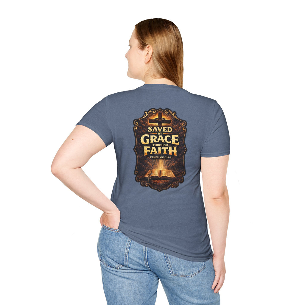 "Saved by Grace" (Design on Back/Logo on Front)