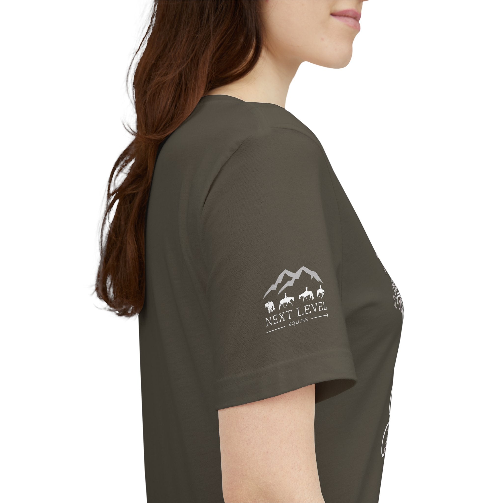 (NLE EDITION) Romans 8:14 - "I Ride With Jesus" (Ladies) (Design on Front/Logo on Sleeve)