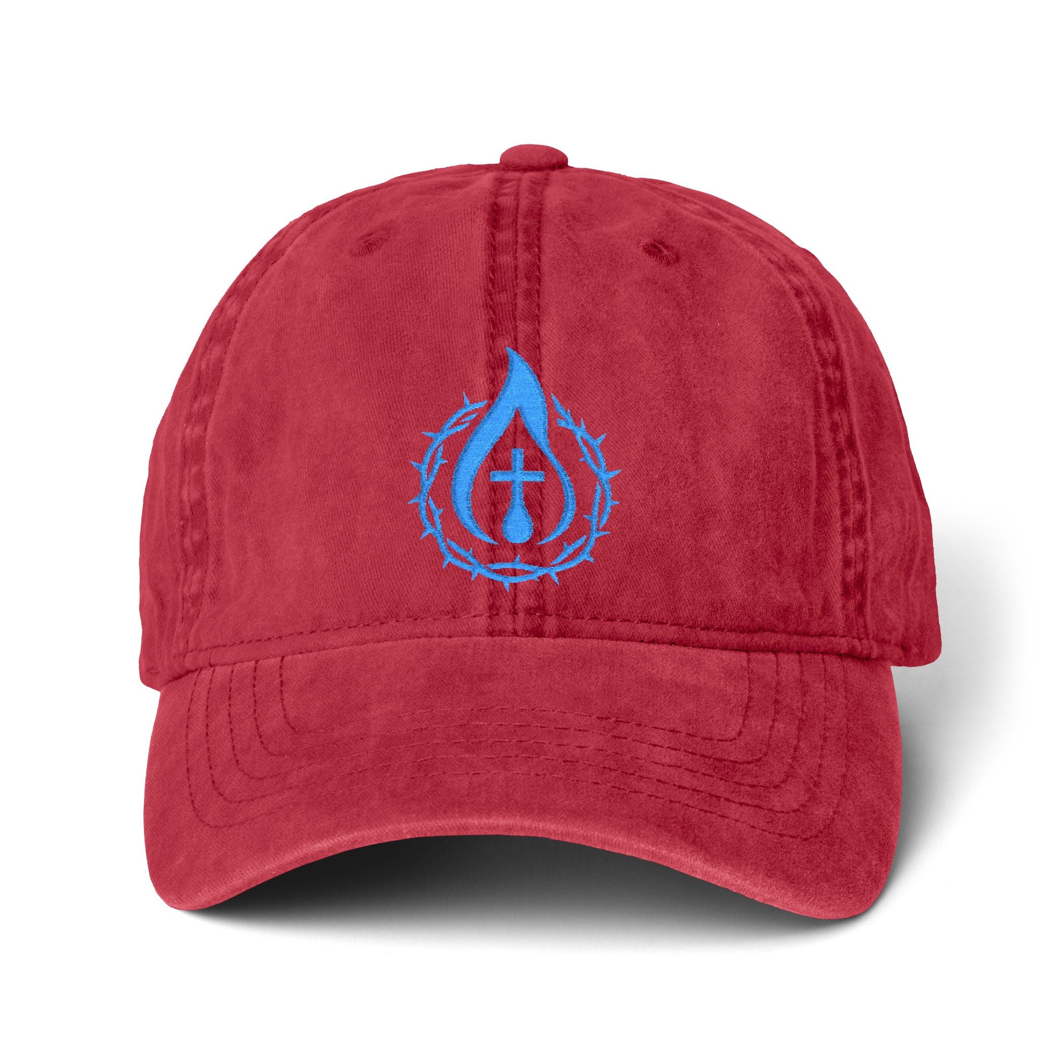 Women's "Anointed" Christian Cap (Blue Logo) (makeup-resistant, concealed ponytail opening)