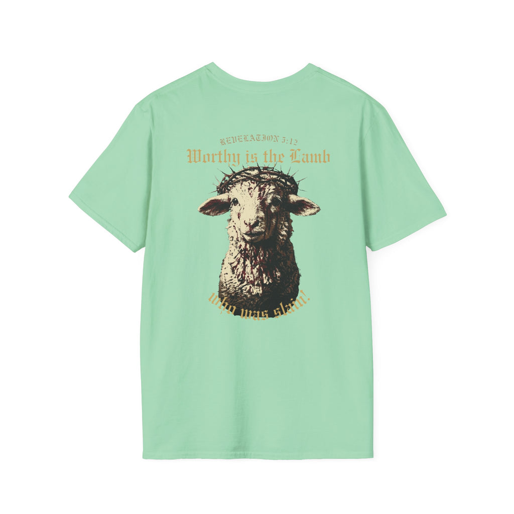 Revelation 5:12 - "Worthy is the Lamb" (Design on Back/Logo on Front)