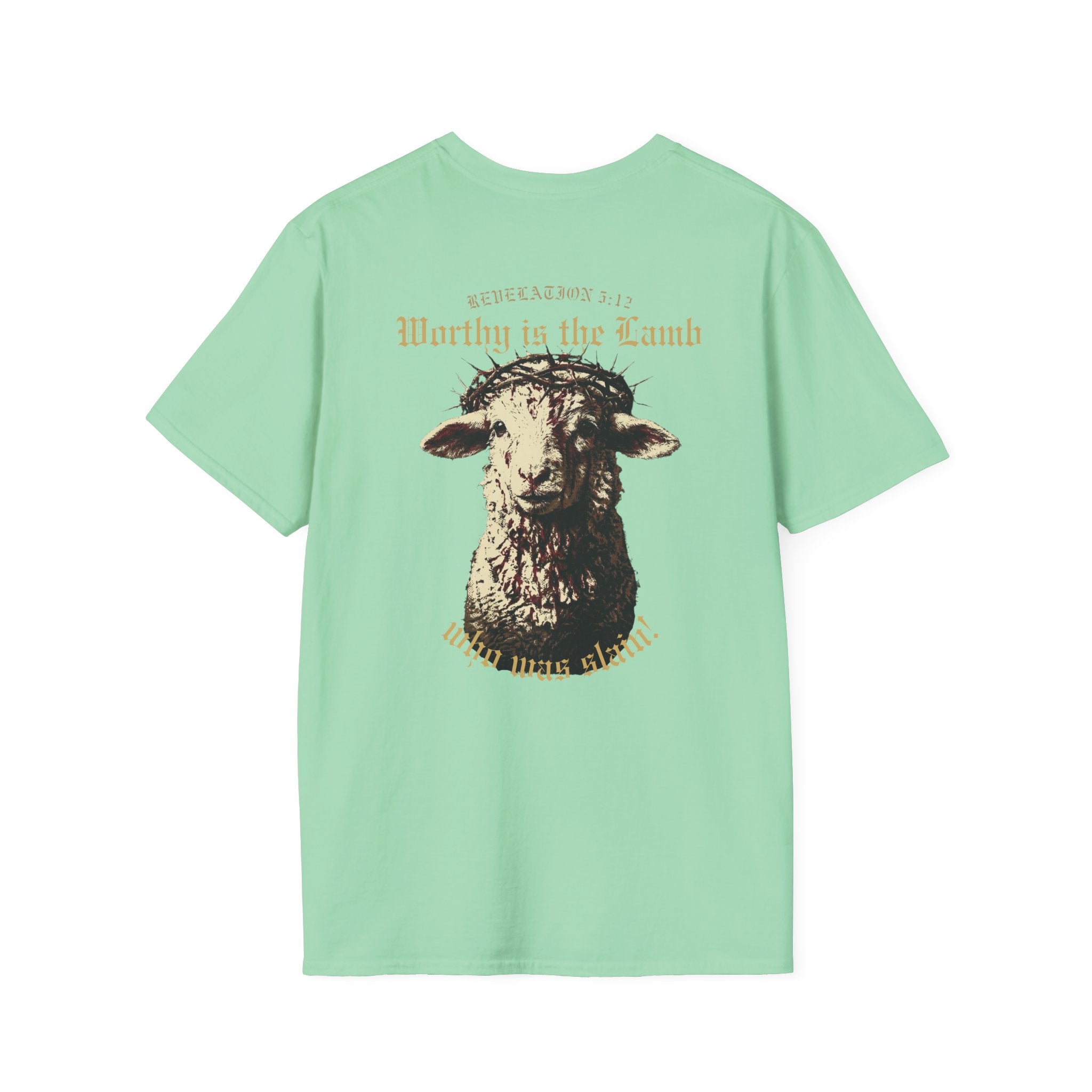 Revelation 5:12 - "Worthy is the Lamb" (Design on Back/Logo on Front)