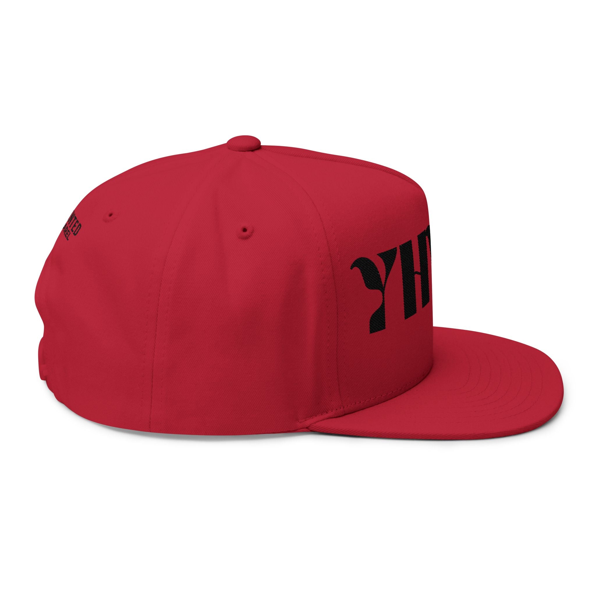 "YHWH" (Black) Flat Bill Snapback (Embroidered Front/Back)