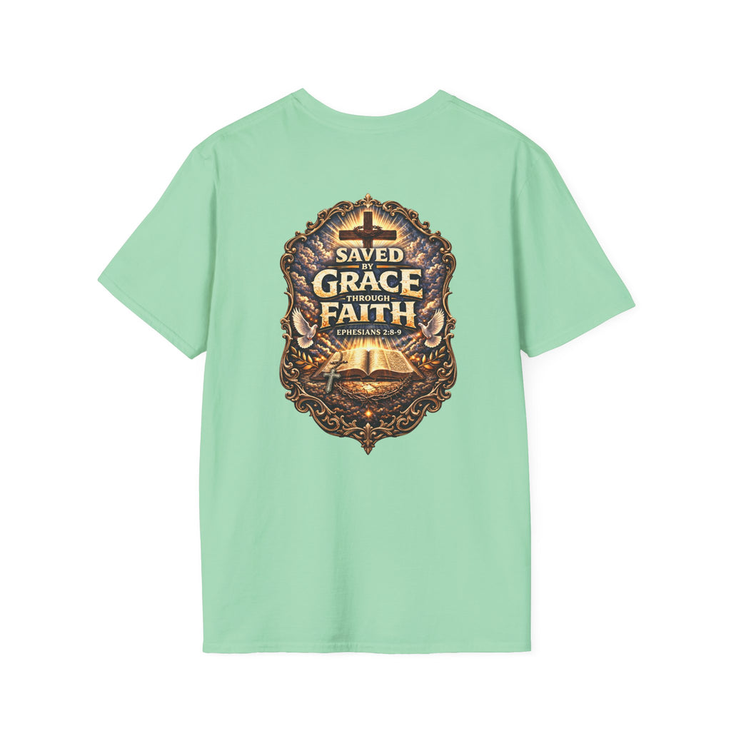"Saved by Grace" (Alt Design) (Design on Back/Logo on Front)