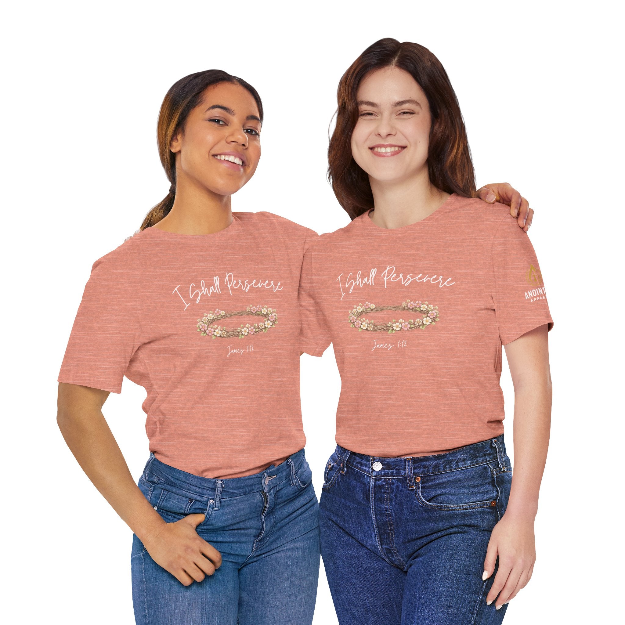 James 1:12 - "Crown of Life" (Ladies) (Design on Front/Logo on Sleeve)