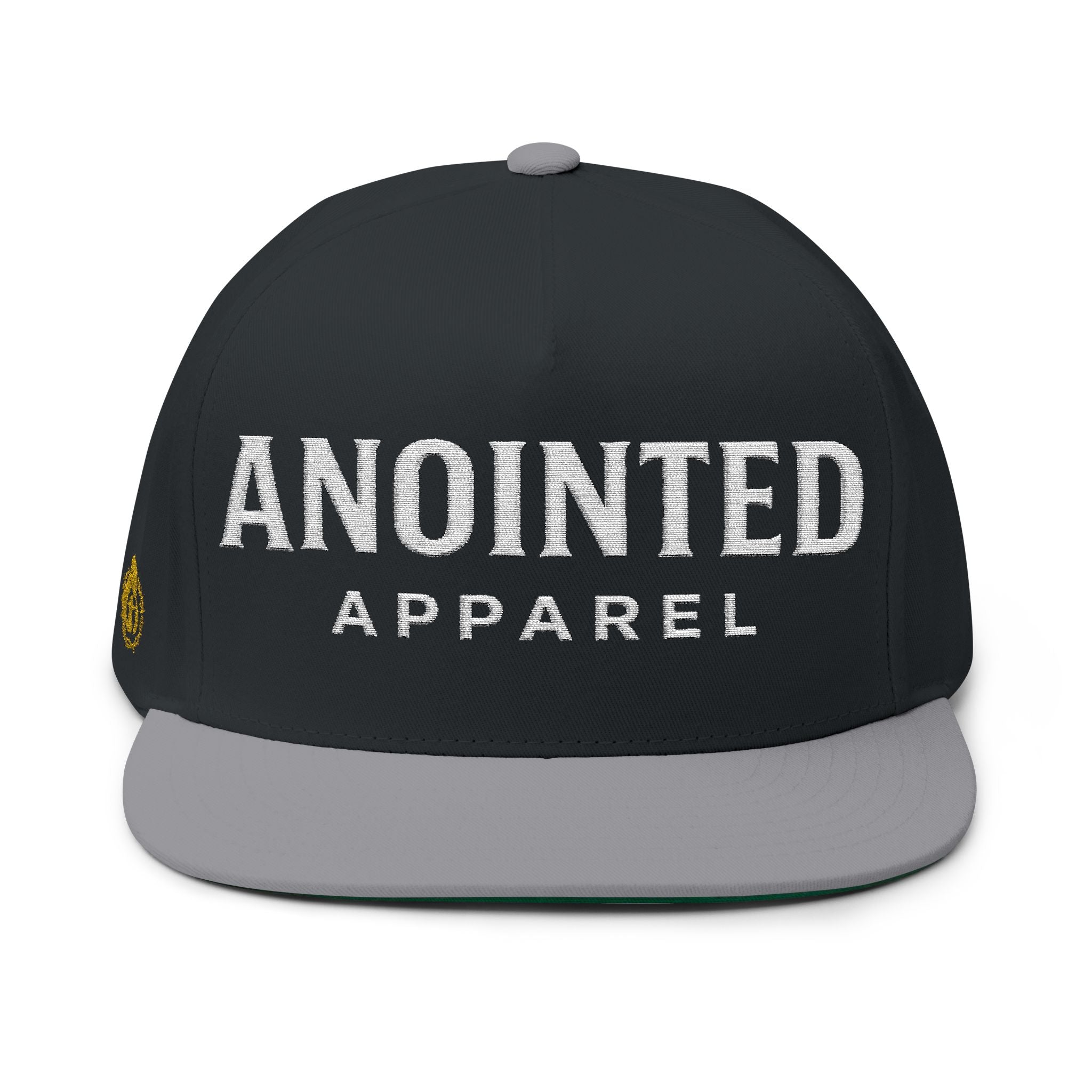 "Anointed" Flat Bill Snapback (White/No Outline) (Embroidered Front/Side)