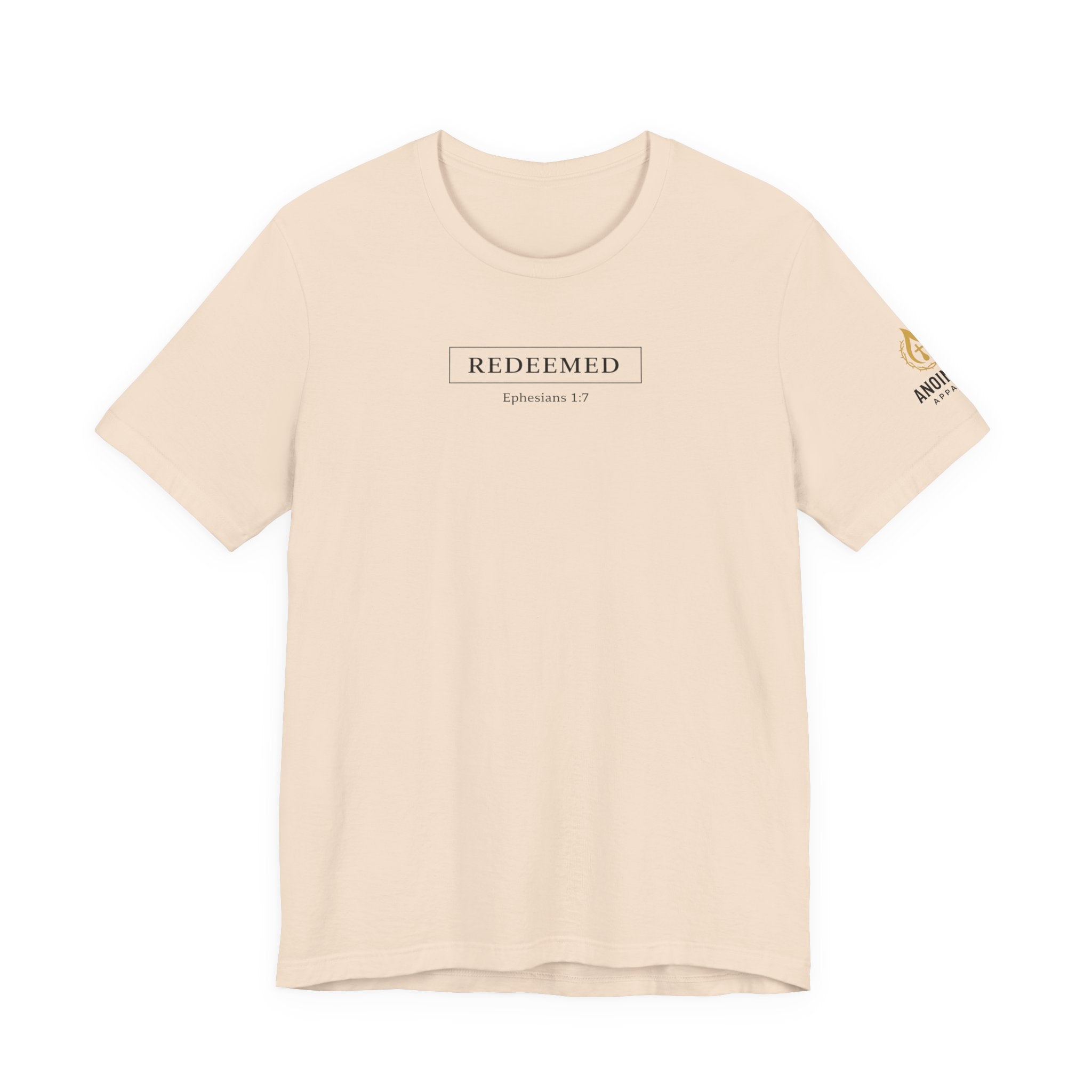 Ephesians 1:7 "Redeemed" (Design on Front/Logo on Sleeve)
