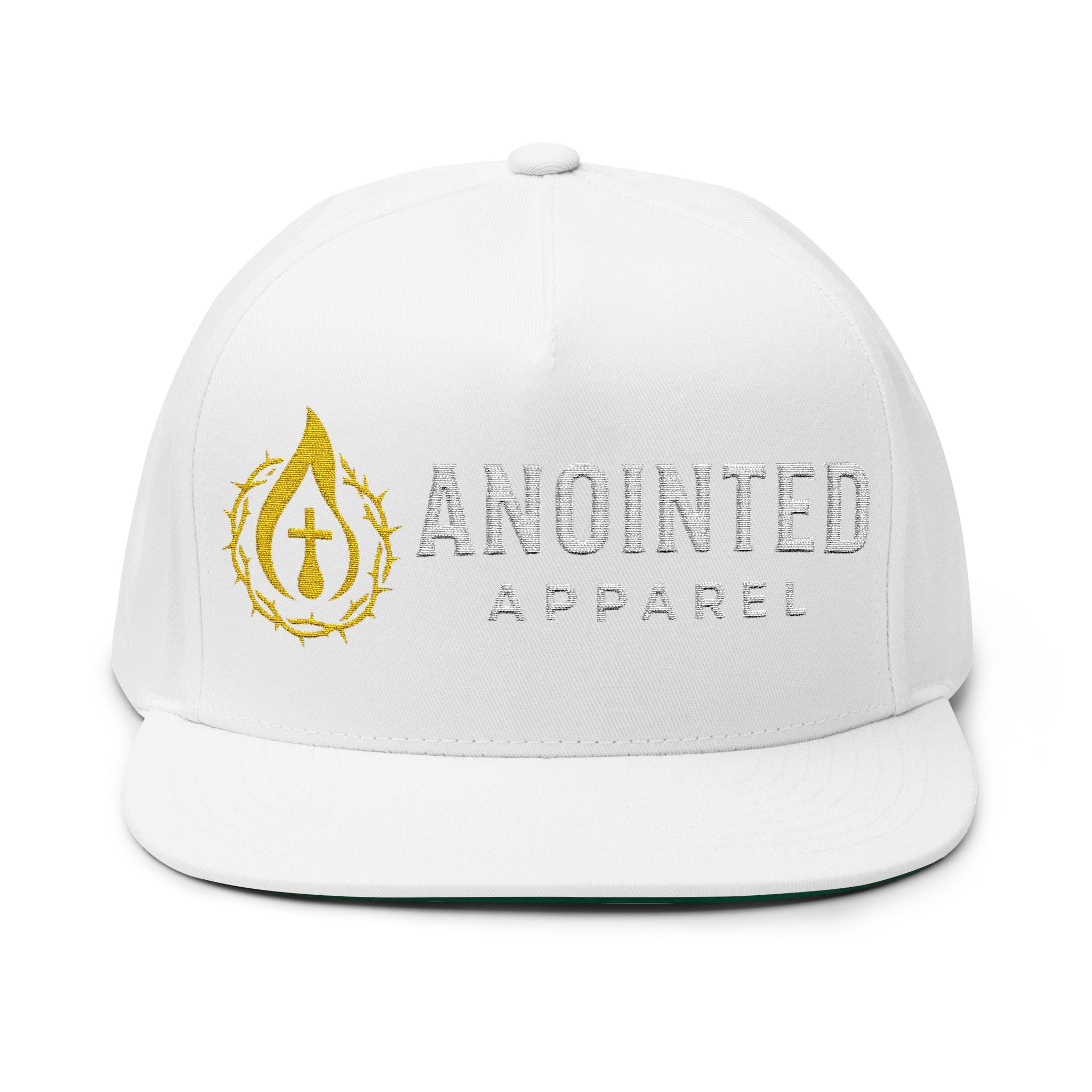 Flat Bill Snapback (White/No Outline)