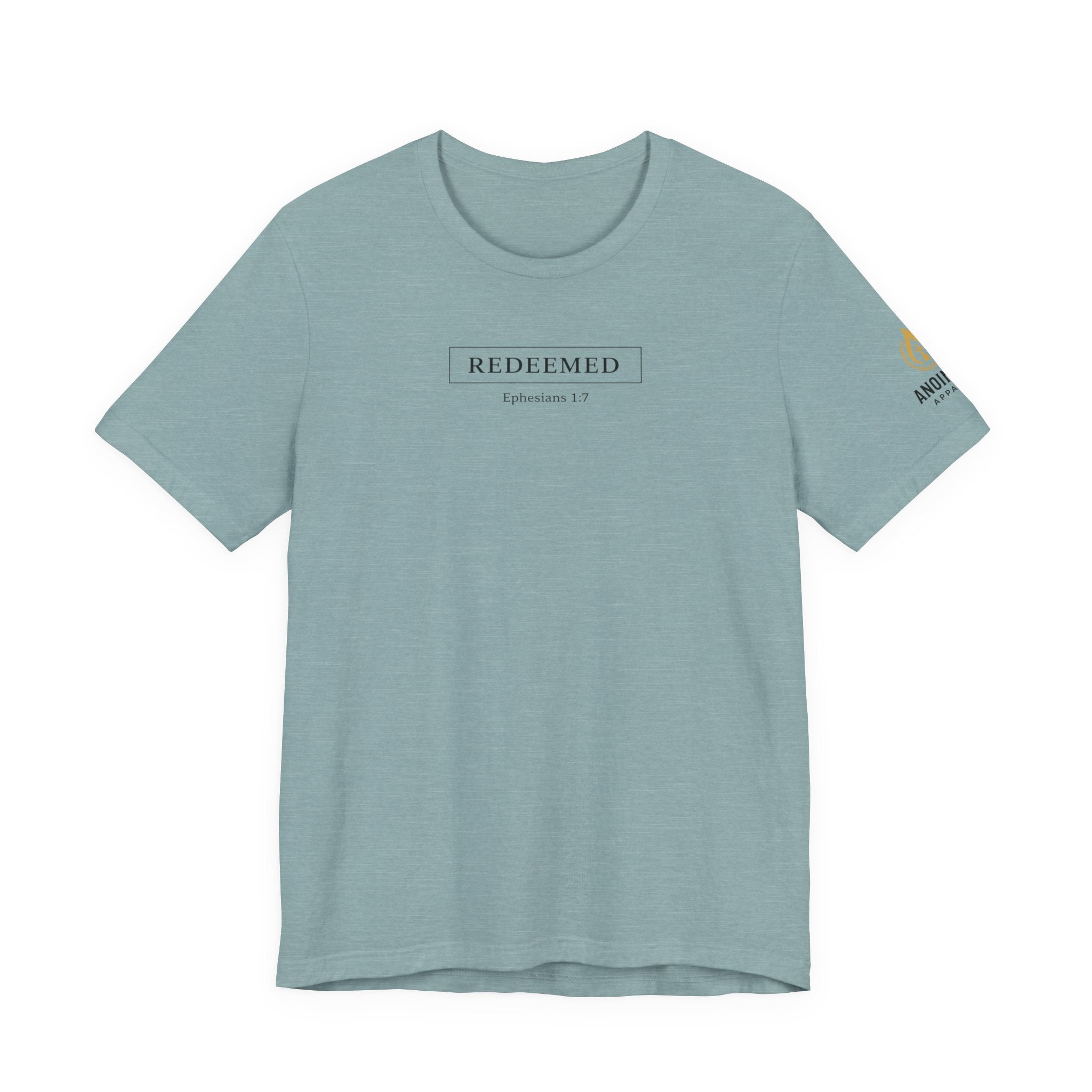 Ephesians 1:7 "Redeemed" (Design on Front/Logo on Sleeve)
