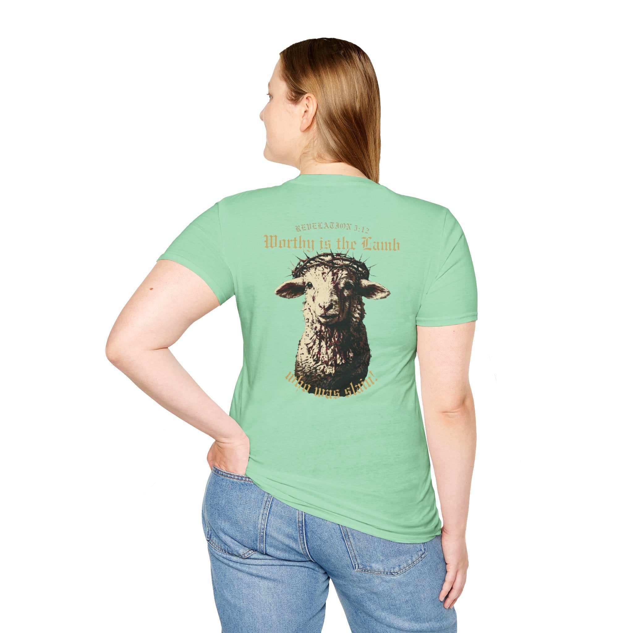 Revelation 5:12 - "Worthy is the Lamb" (Design on Back/Logo on Front)