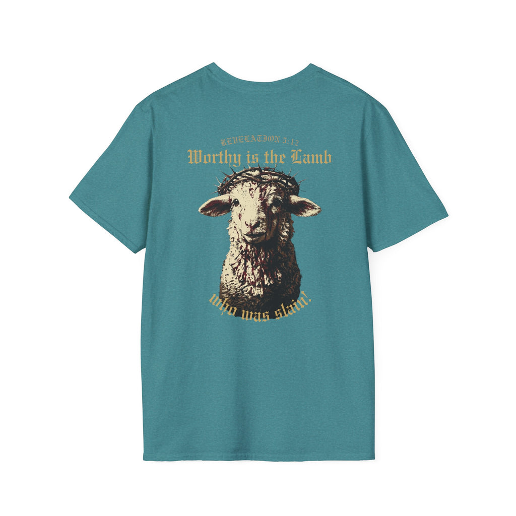 Revelation 5:12 - "Worthy is the Lamb" (Design on Back/Logo on Front)