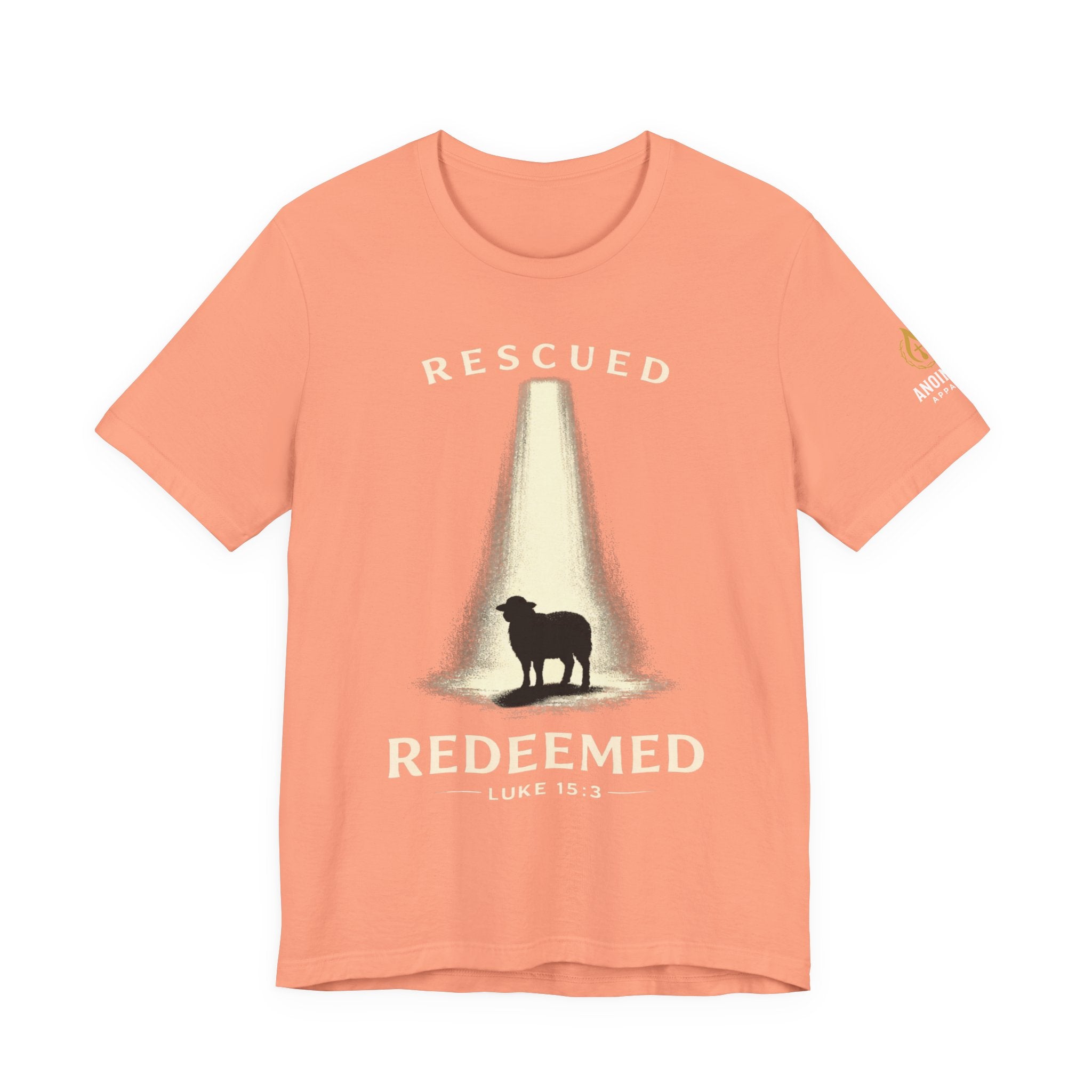 Luke 15:3 "Rescued and Redeemed" (Design on Front/Logo on Sleeve)