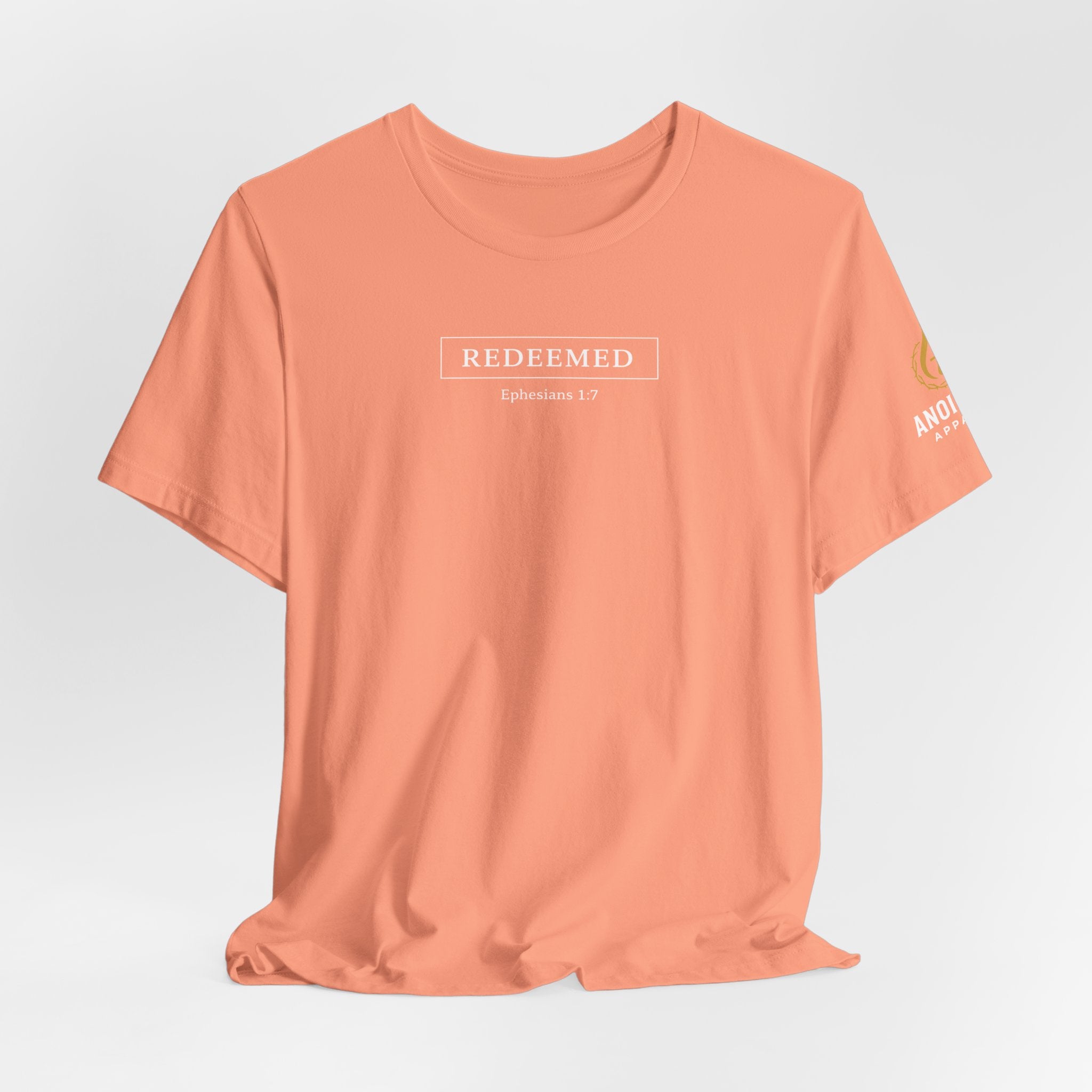 Ephesians 1:7 "Redeemed" (Design on Front/Logo on Sleeve)