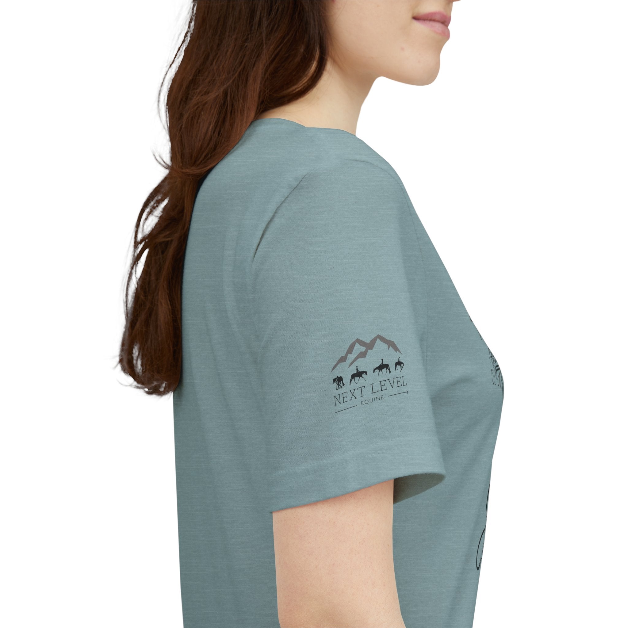 (NLE EDITION) Romans 8:14 - "I Ride With Jesus" (Ladies) (Design on Front/Logo on Sleeve)