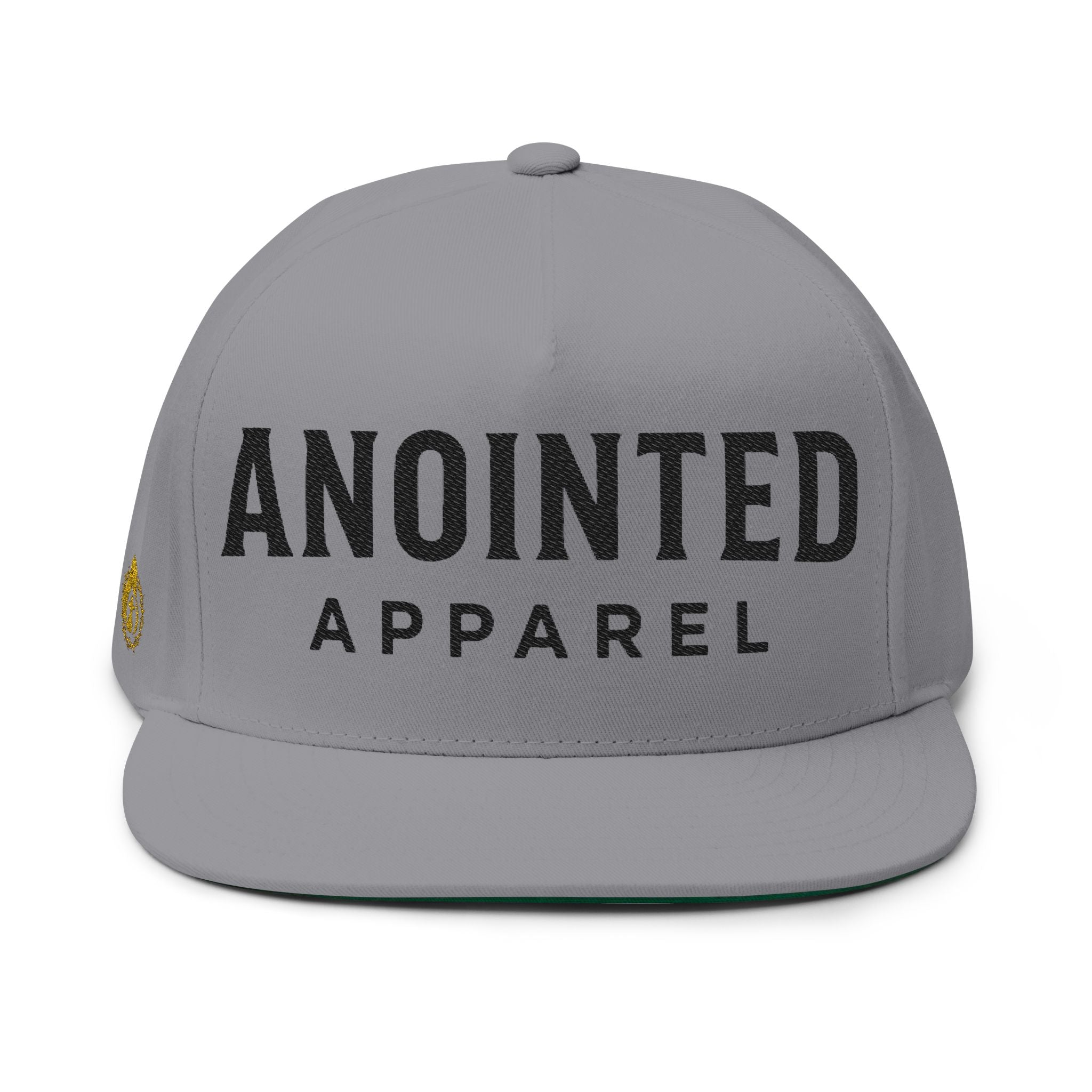 "Anointed" Flat Bill Snapback (Black) (Embroidered Front/Side)