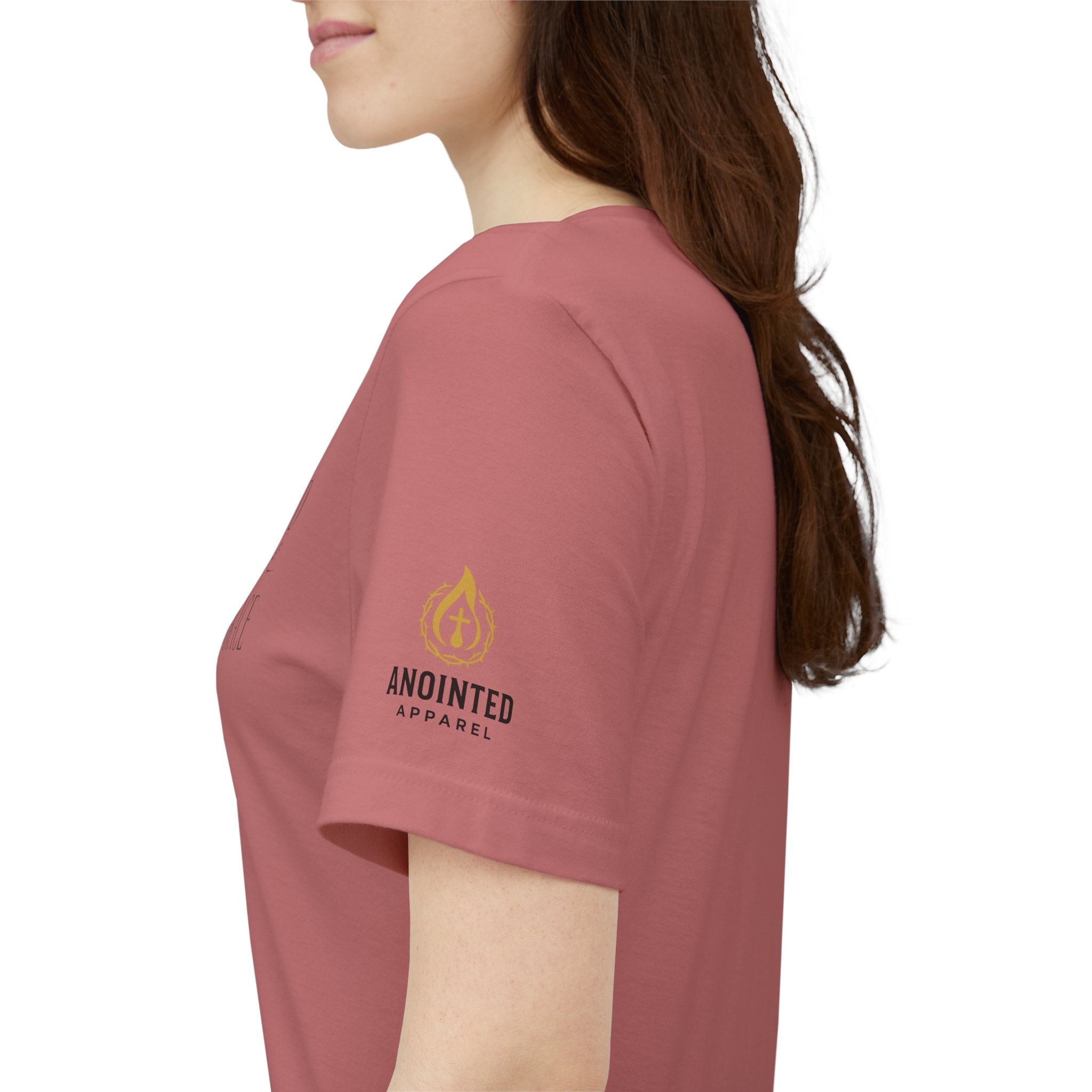 Ephesians 2:8 - "Saved by Grace" (Ladies) (Design on Front/Logo on Sleeve)