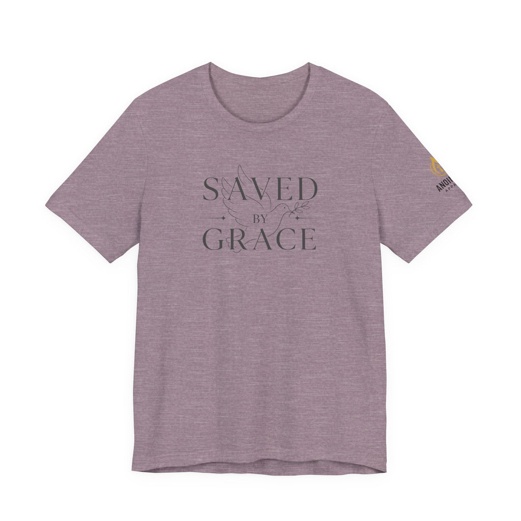 Ephesians 2:8 - "Saved by Grace" (Ladies) (Design on Front/Logo on Sleeve)