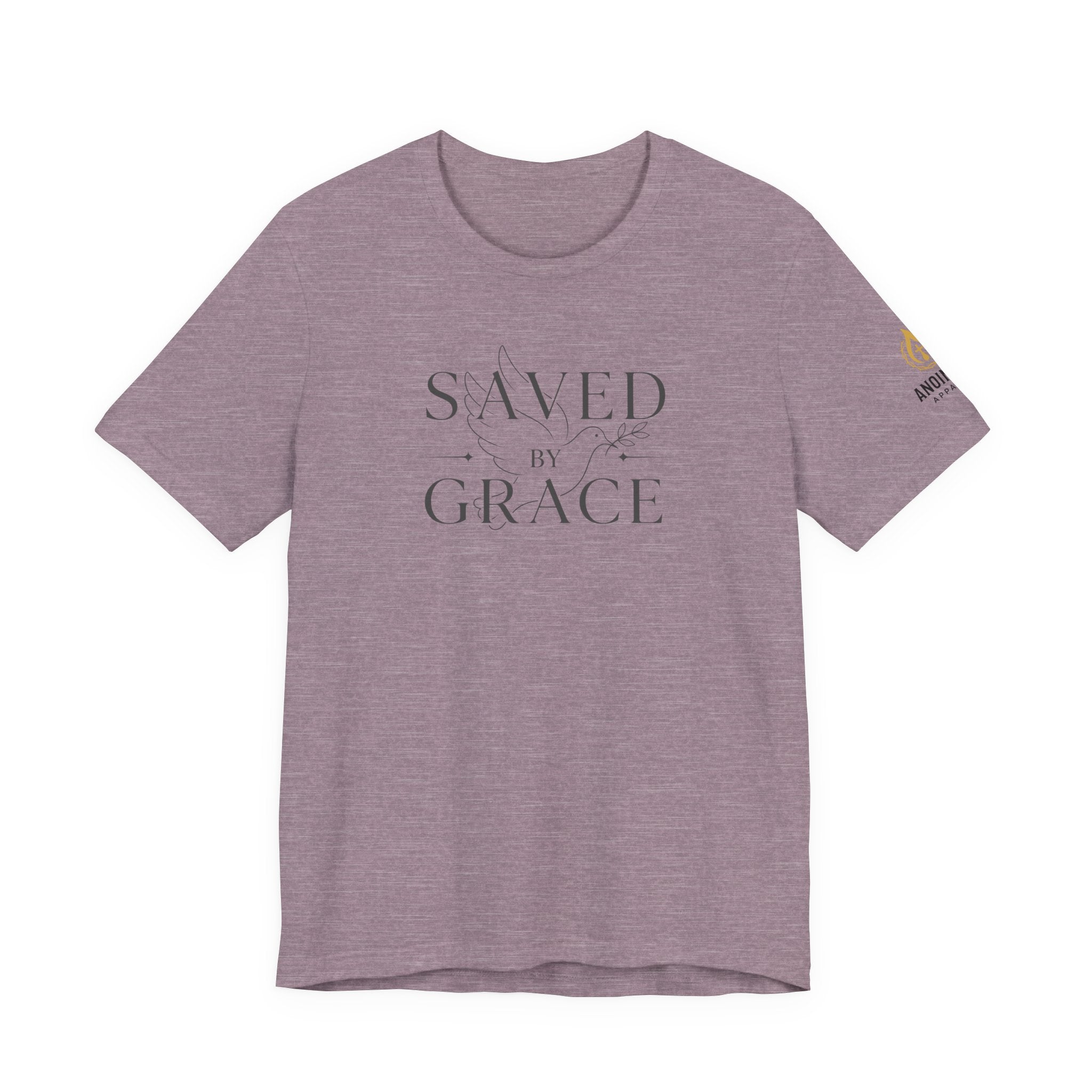 Ephesians 2:8 - "Saved by Grace" (Ladies) (Design on Front/Logo on Sleeve)