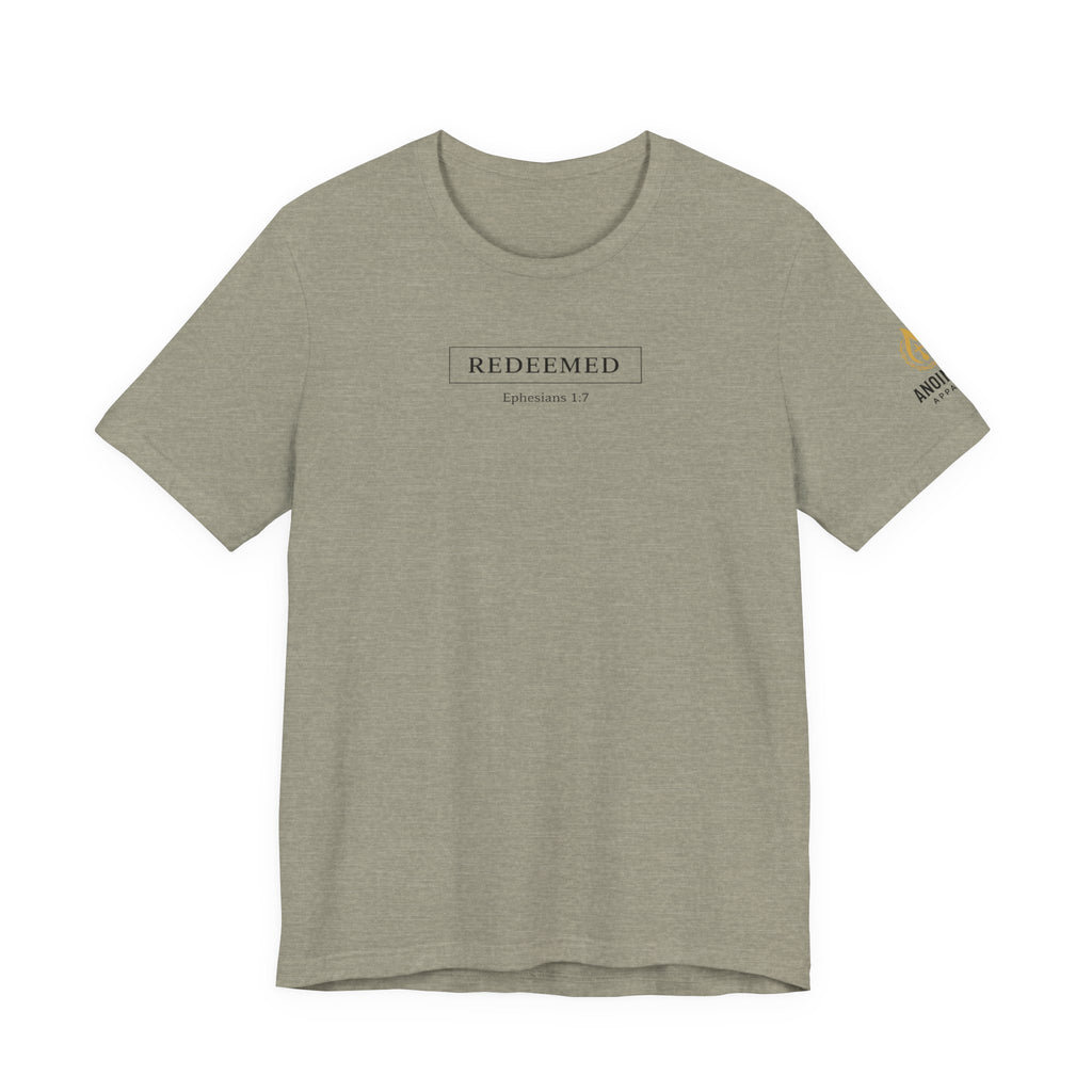 Ephesians 1:7 "Redeemed" (Design on Front/Logo on Sleeve)