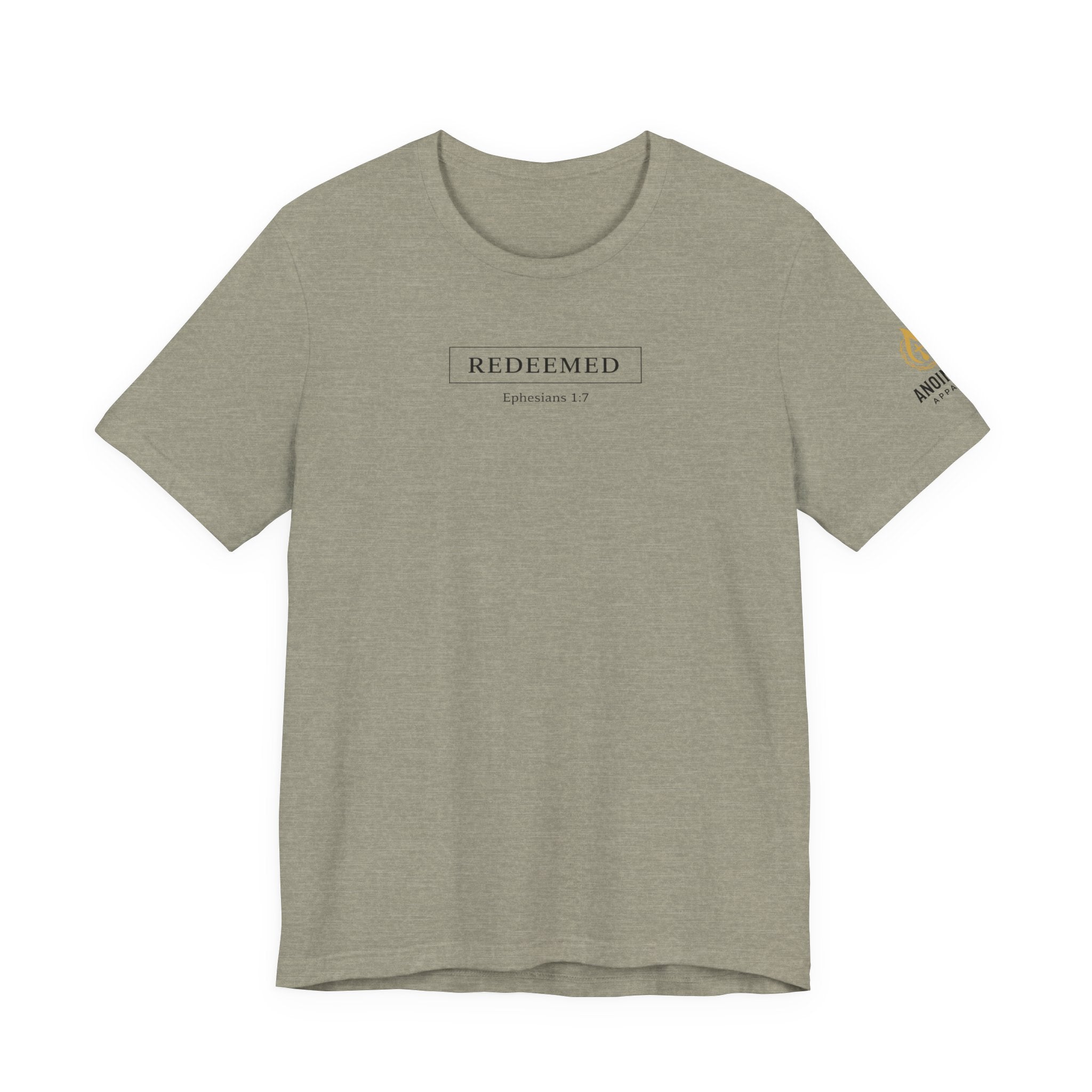 Ephesians 1:7 "Redeemed" (Design on Front/Logo on Sleeve)