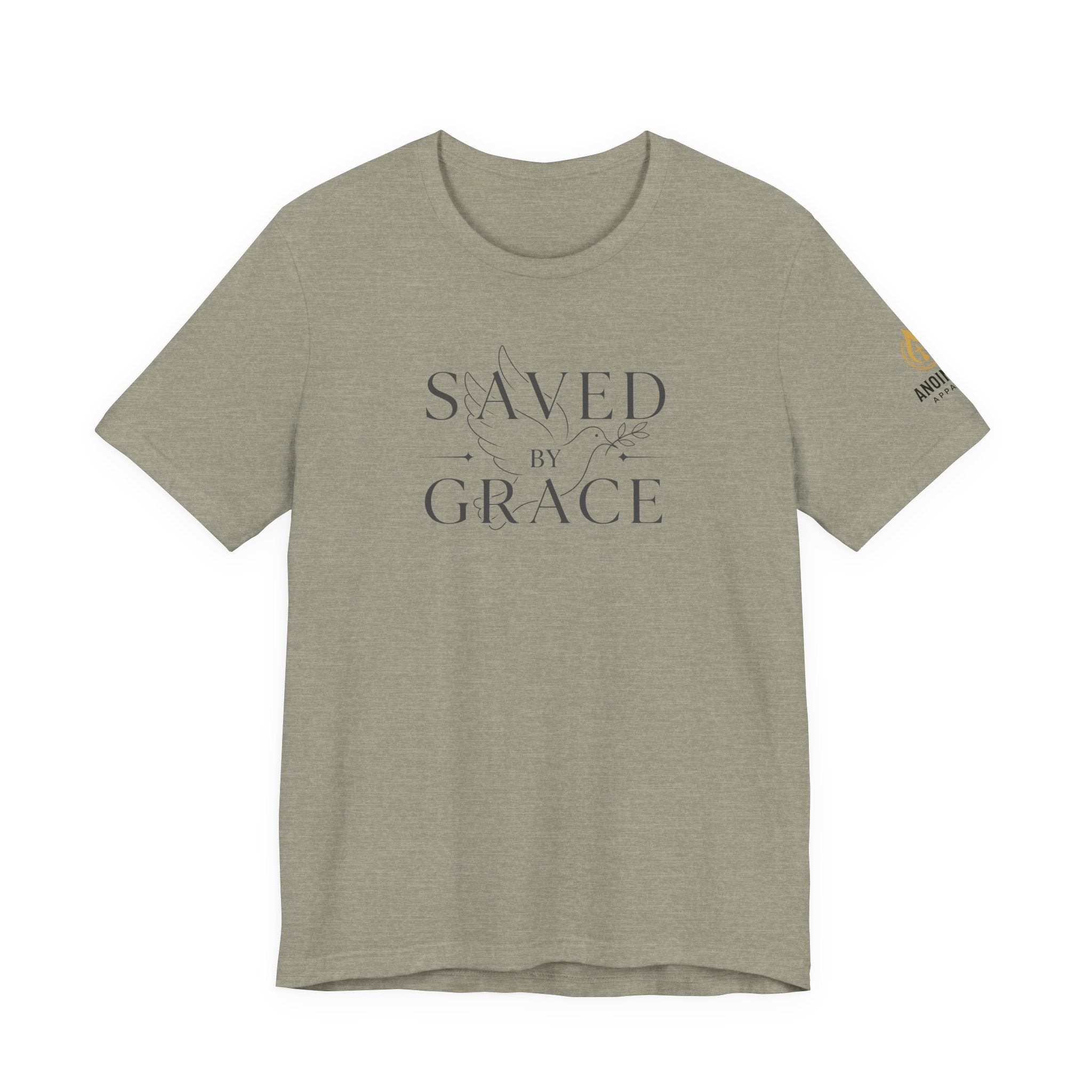 Ephesians 2:8 - "Saved by Grace" (Ladies) (Design on Front/Logo on Sleeve)