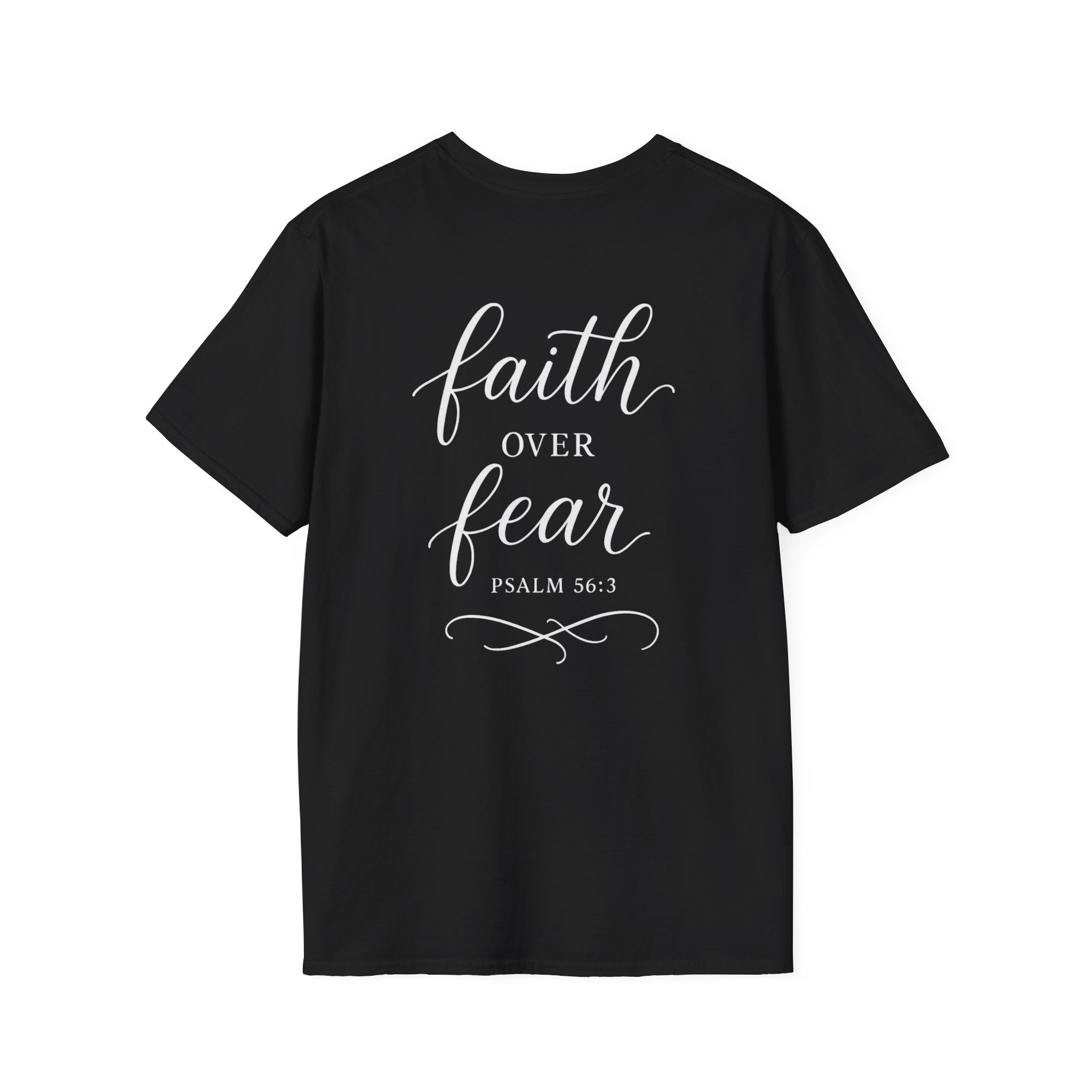 "Faith Over Fear" (Ladies) (Design on Back/Logo on Front)